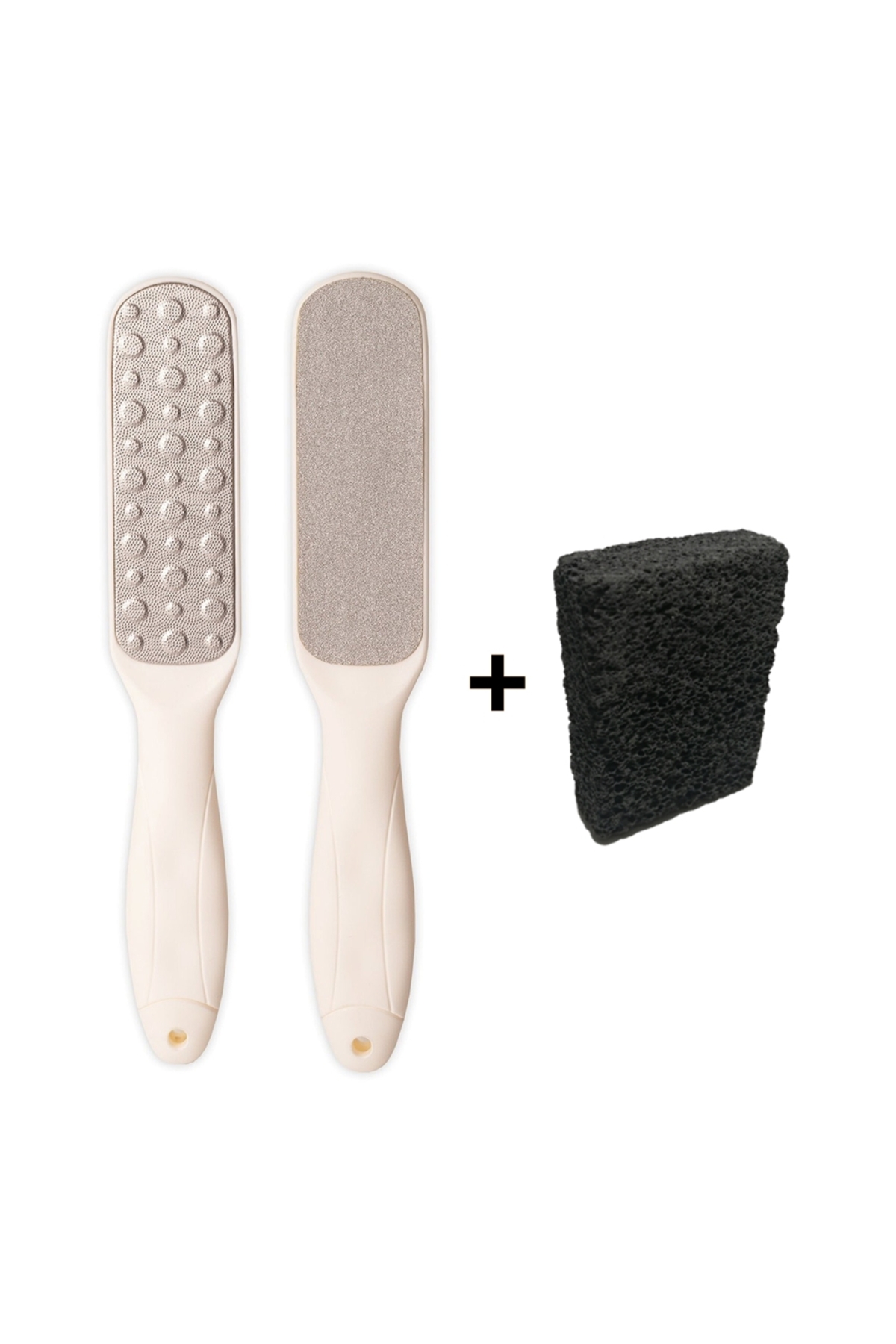 MardinSepet 2 Li Set Çift Taraflı Ayak Topuk Törpüsü Beyaz + Volkanik Ponza Taşı