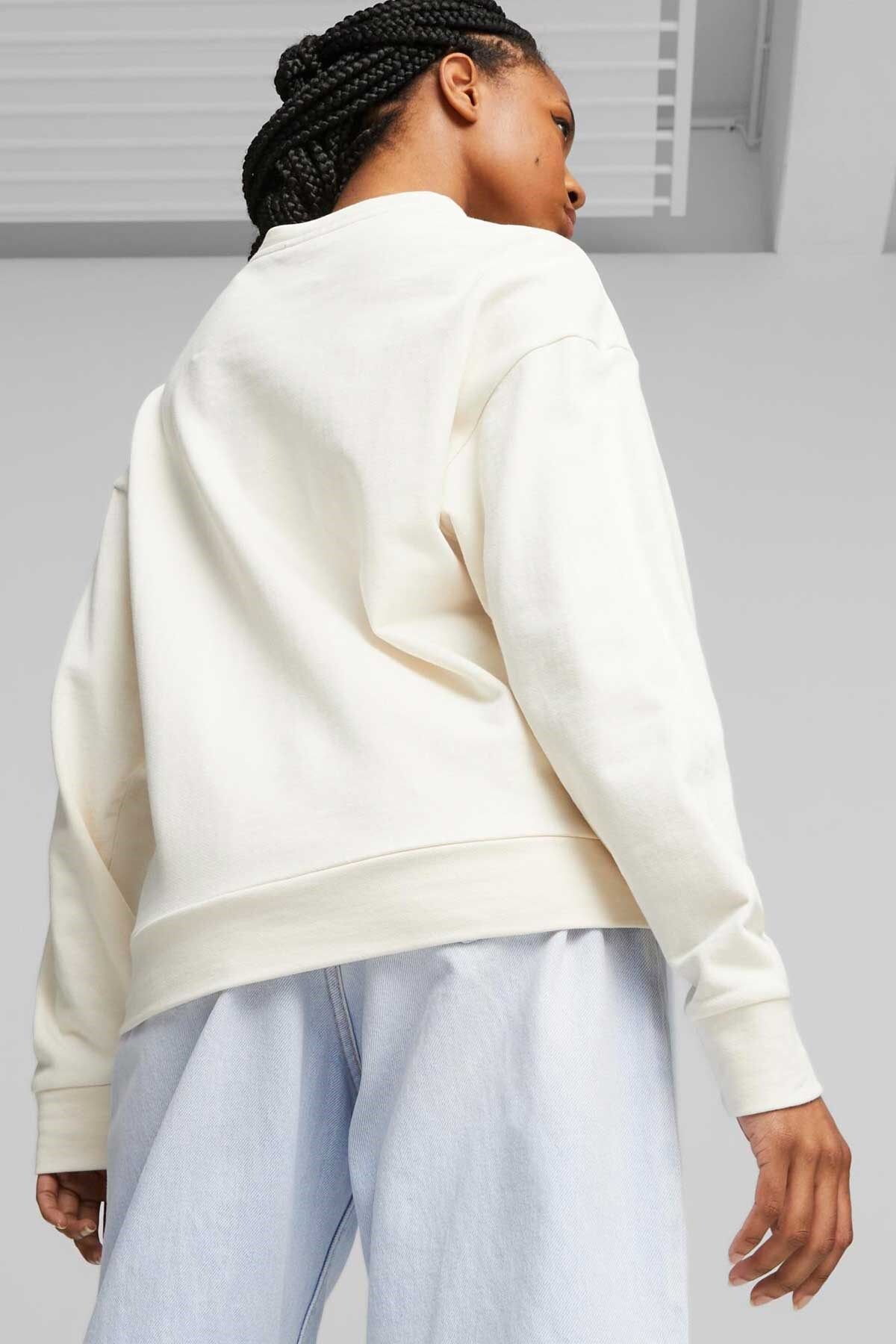 Puma logo oversized sales sweatshirt in washed ston