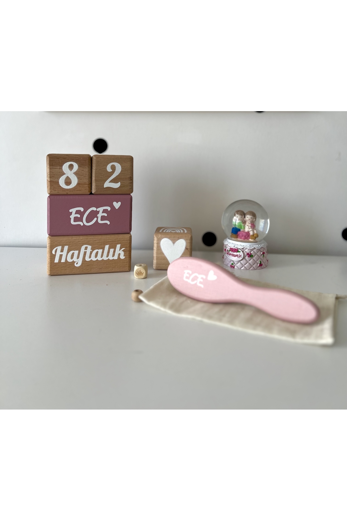 Kişiye özel isimli anne bebek anı küpü seti dekor fotoğraf çekim seti pembe