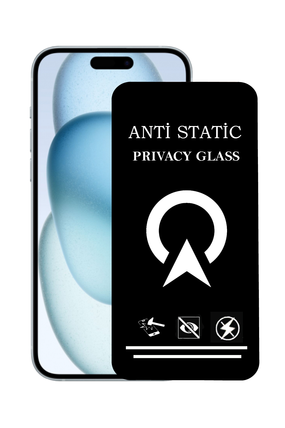 Apple iPhone 15 Plus ile Uyumlu Tam Kaplayan Anti Statik Görünmez Safir Ekran Koruyucu Hayalet Cam