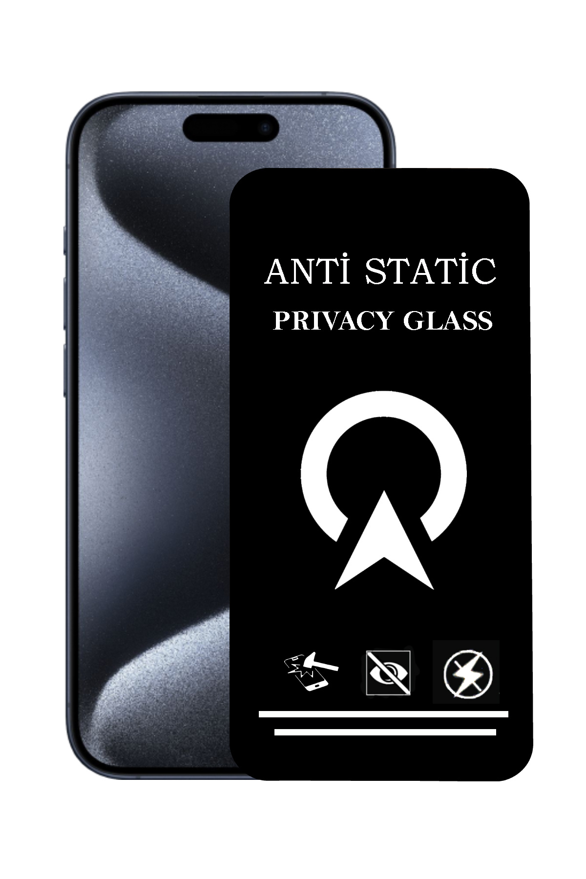 Apple iPhone 15 Pro ile Uyumlu Tam Kaplayan Anti Statik Görünmez Safir Ekran Koruyucu Hayalet Cam