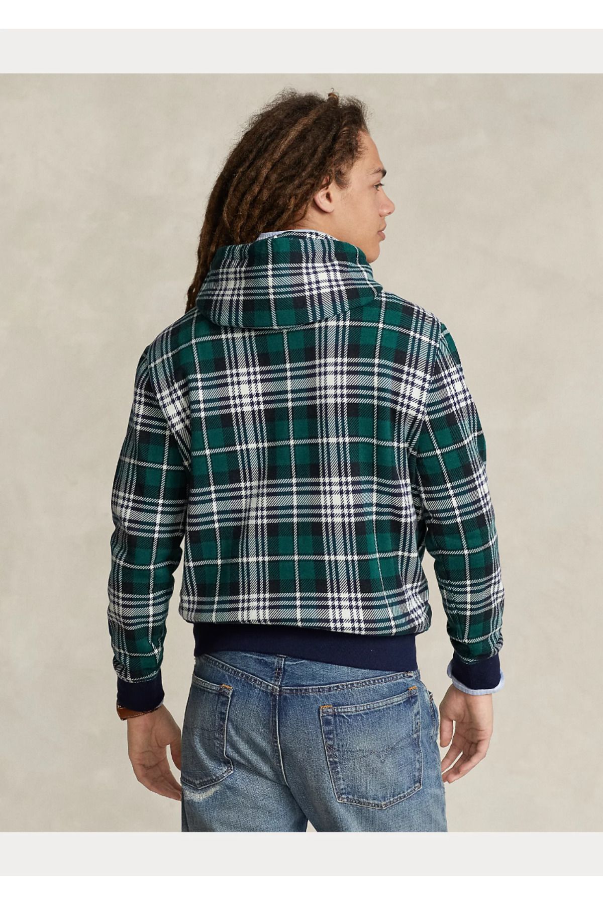 Polo bear plaid down outlet jacket