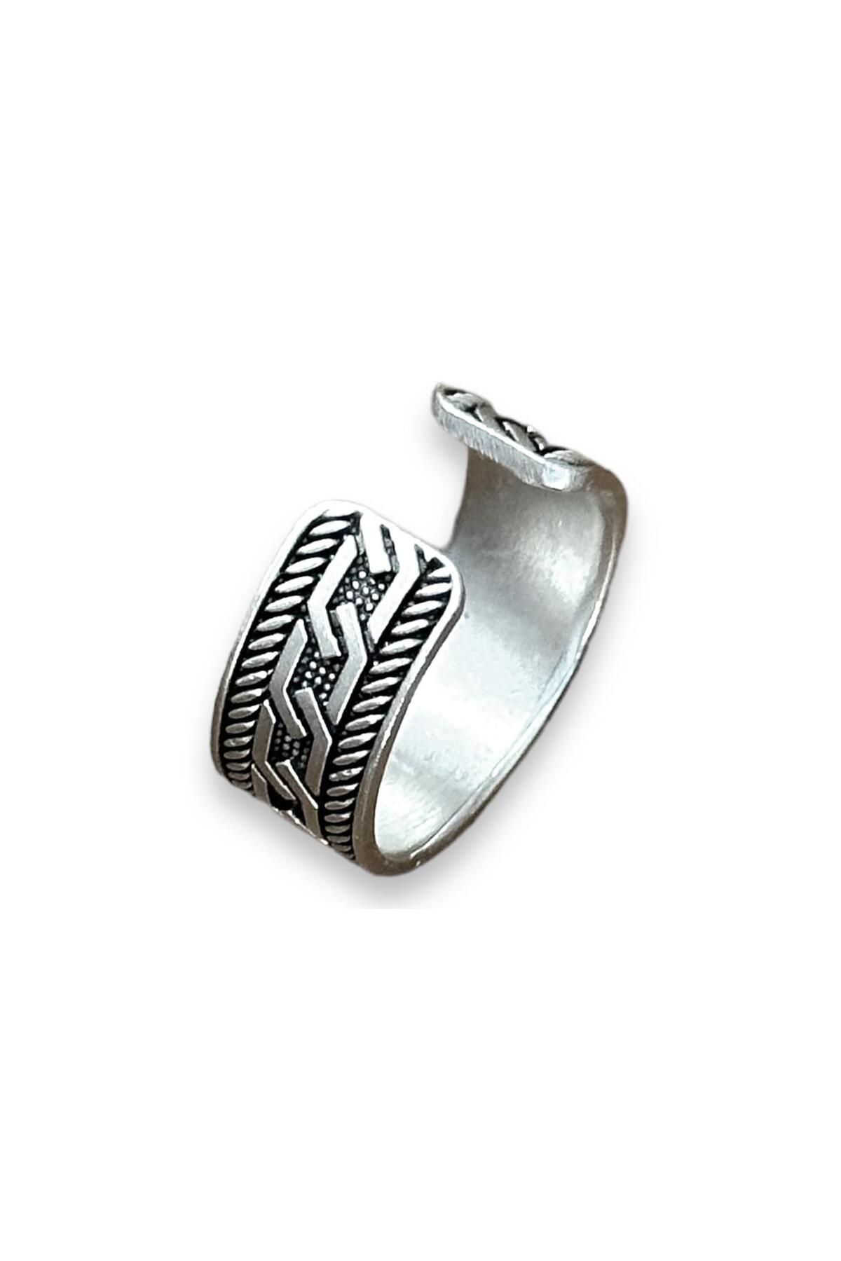 Takı Dükkanı-Adjustable Men's Women's Wedding Ring with Pointed Chain Motif bby23 3
