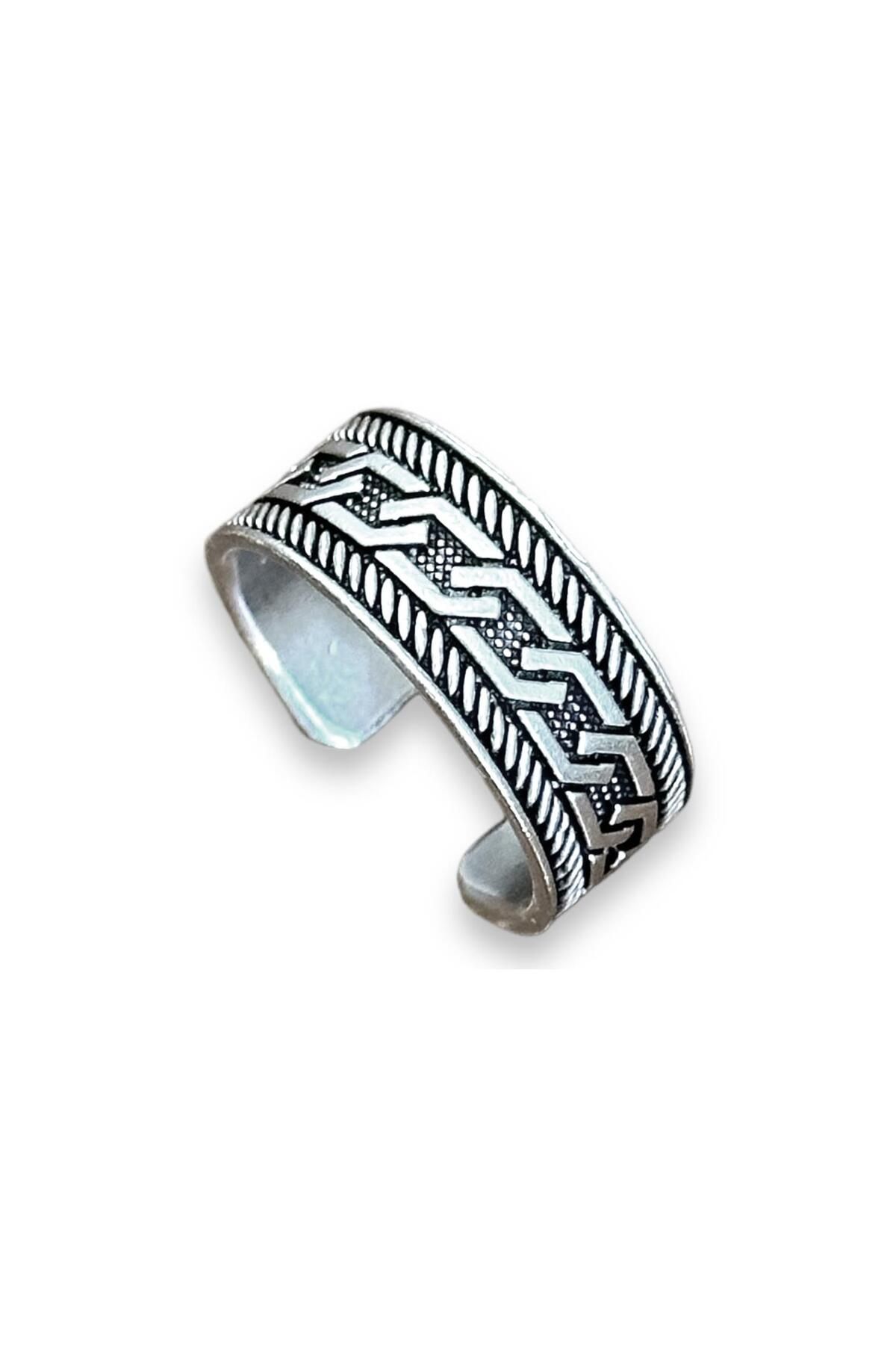 Takı Dükkanı-Adjustable Men's Women's Wedding Ring with Pointed Chain Motif bby23 2
