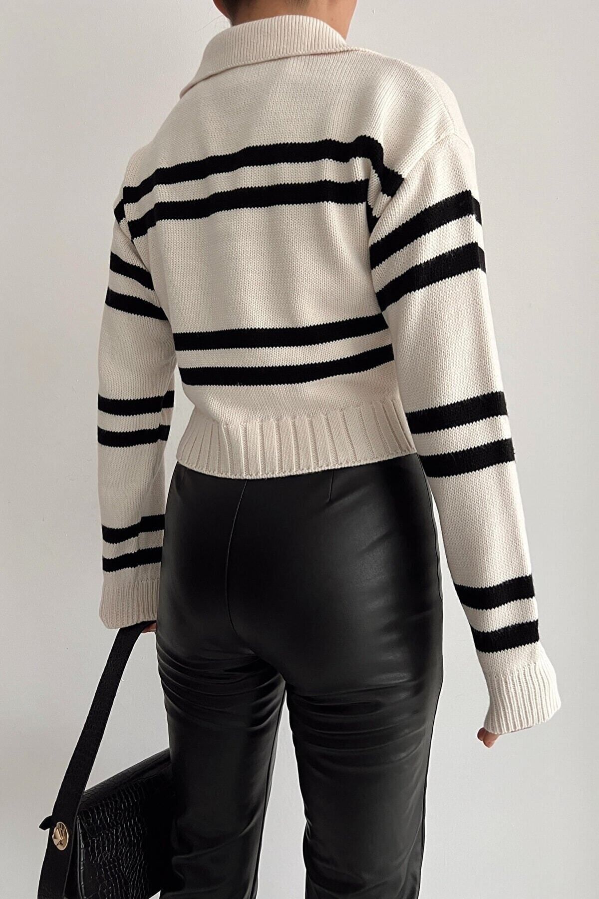 binoi-Polo Neck Lizzy Striped Sweater 4