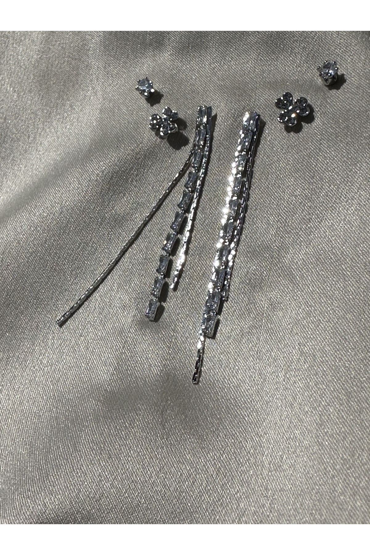 Accessory 3'lü Sarkık Gümüş Küpe Seti 2