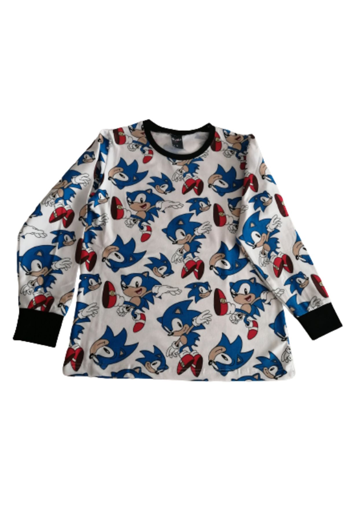 ÇİTO KİDS-Boy's Cotton Navy Blue Sonic Patterned Long Sleeve Pajama Set 2