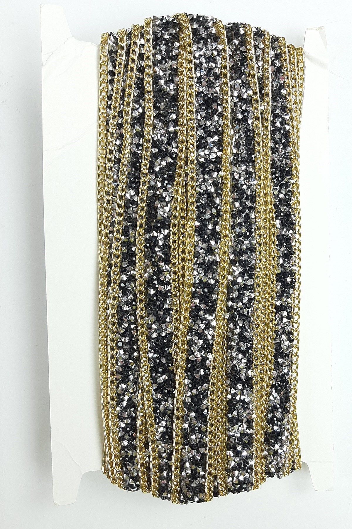 Hobigram-Decorative Ribbon Black Silver Chain Iron-On Beaded Ribbon – Decorative Ribbon, Stylish Design 1