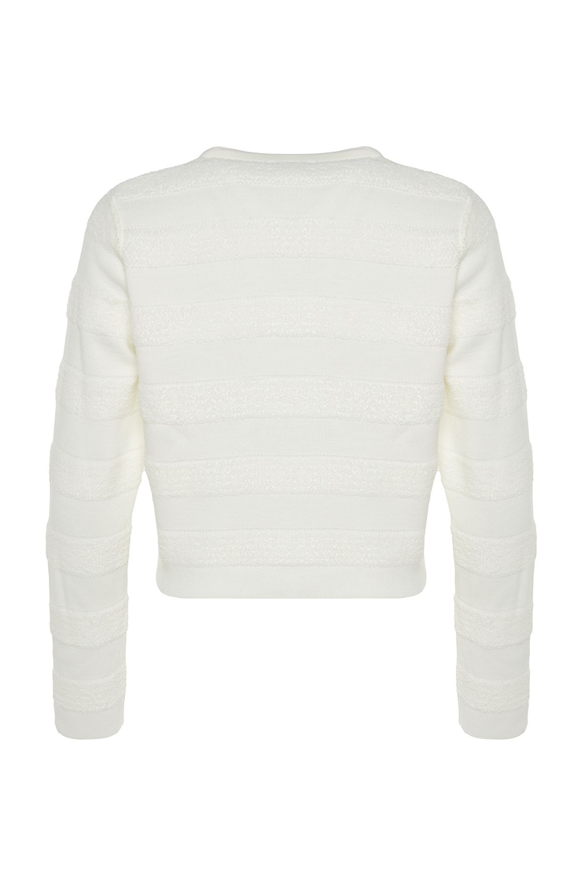 Trendyol Collection-Crew Neck Ecru Knitwear Cardigan - Jacket-Like Twoaw24Hi00337 8