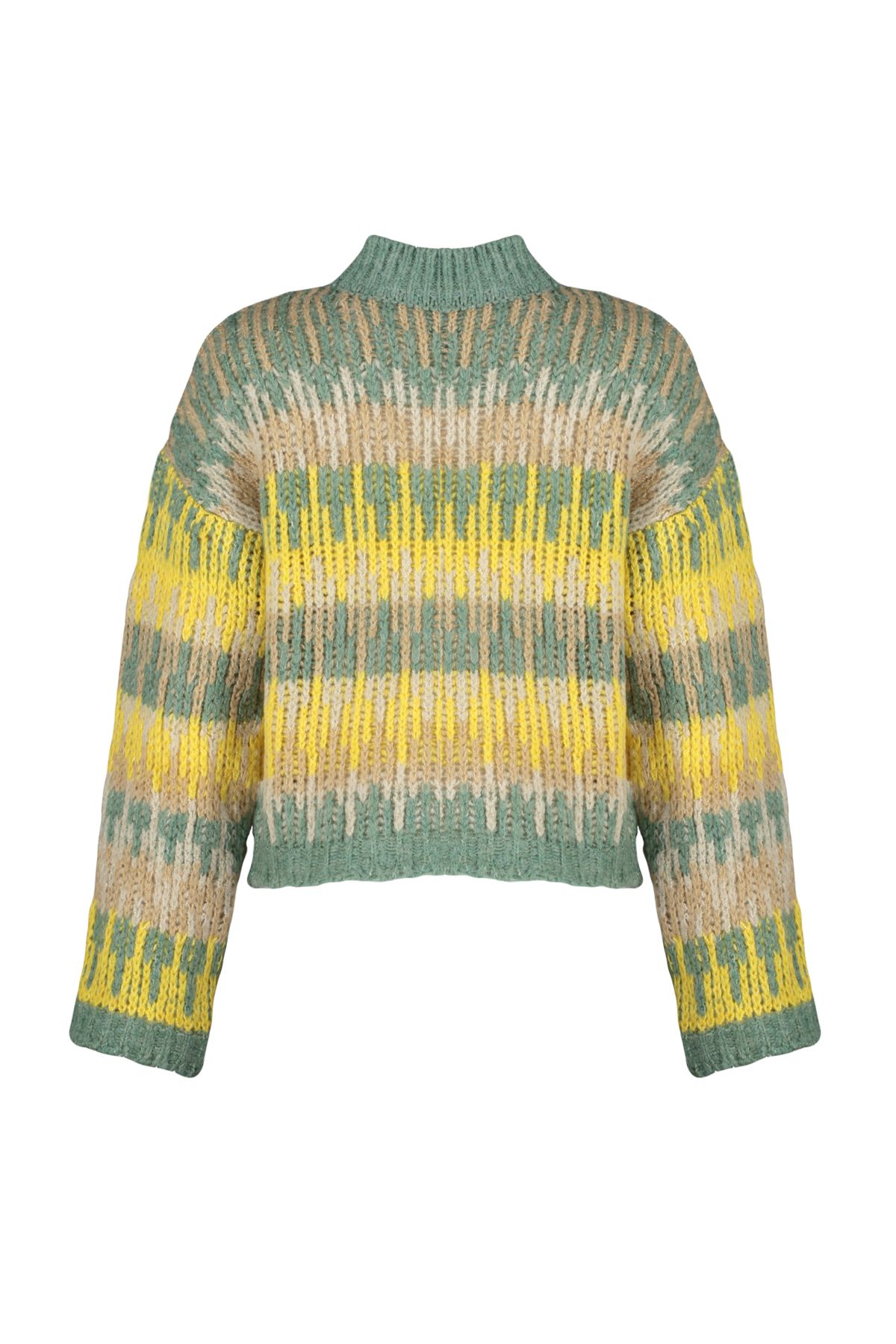 Trendyol Collection-Green Thick Stand Collar Crop Knitwear Sweater - Soft Texture Twoaw24Kz00688 9