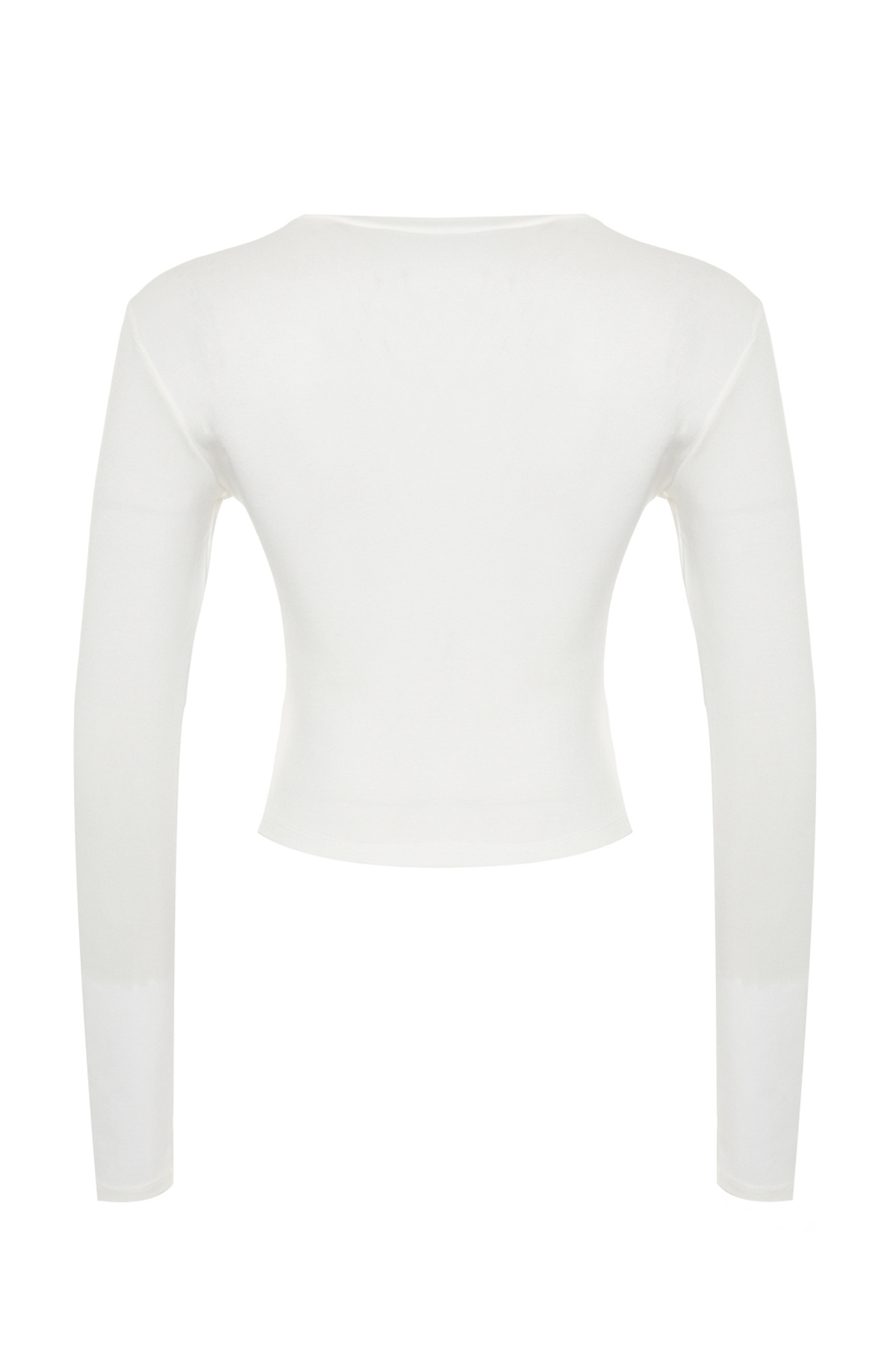 Trendyolmilla  Ekru Yumuşak Kumaşlı Viskon Bisiklet Yaka Crop Esnek Örme Bluz TWOAW24BZ00116 - Görsel 7