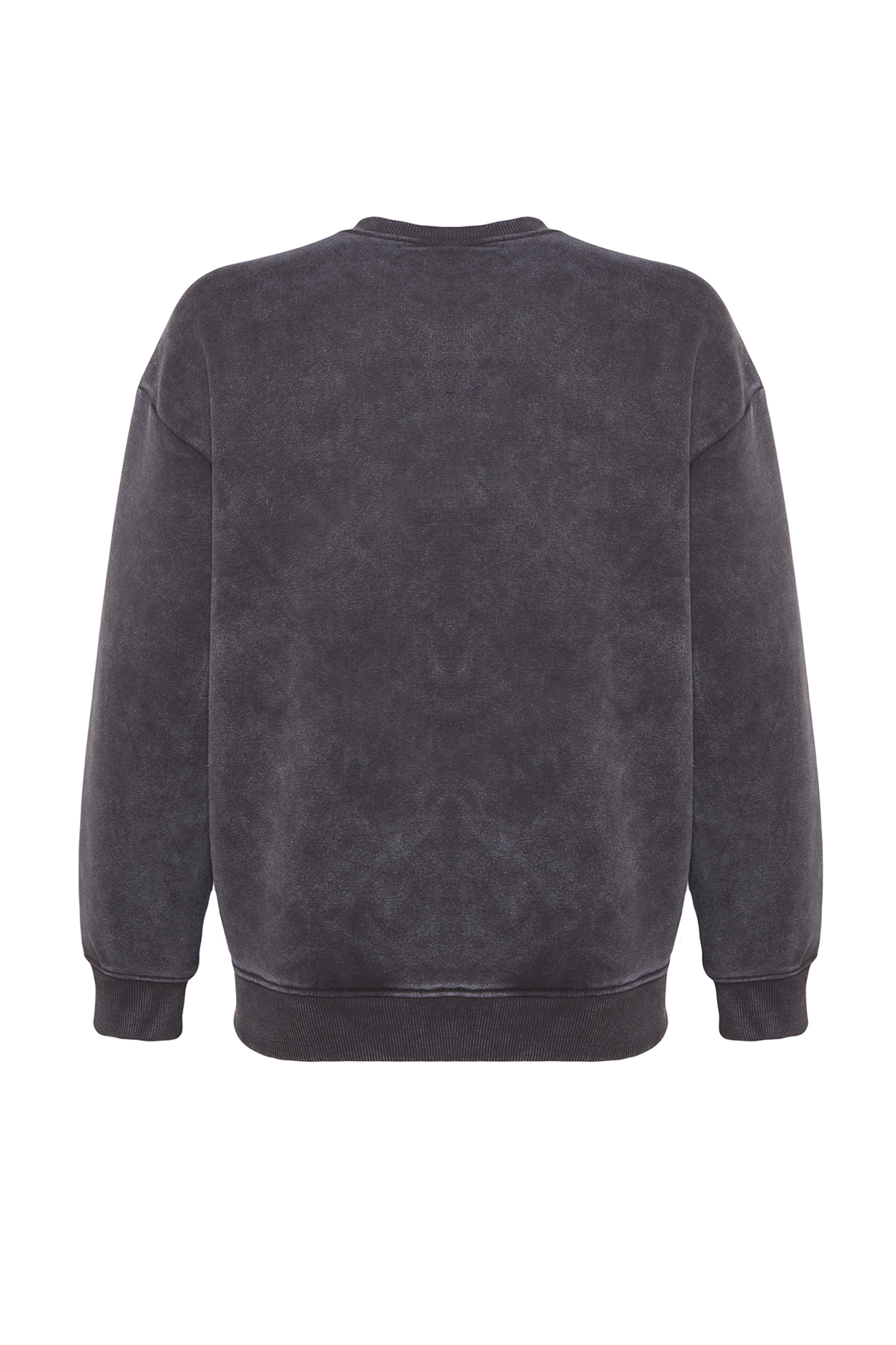 Trendyolmilla  Antrasit Eskitme/Soluk Efektli Kalın İçi Polarlı İnci Detaylı Regular Örme Sweatshirt TWOAW24SW00152 - Görsel 8