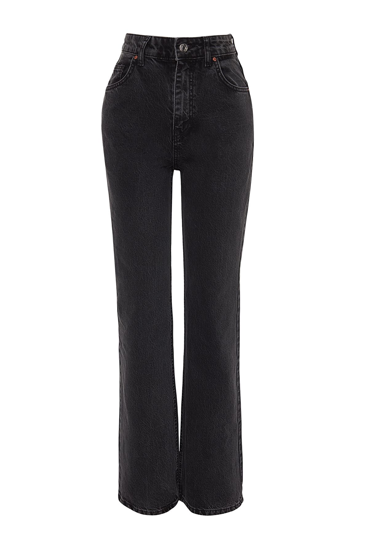 Trendyol Collection-Anthracite High Waist Wide Leg Jeans TWOAW24JE00089 7