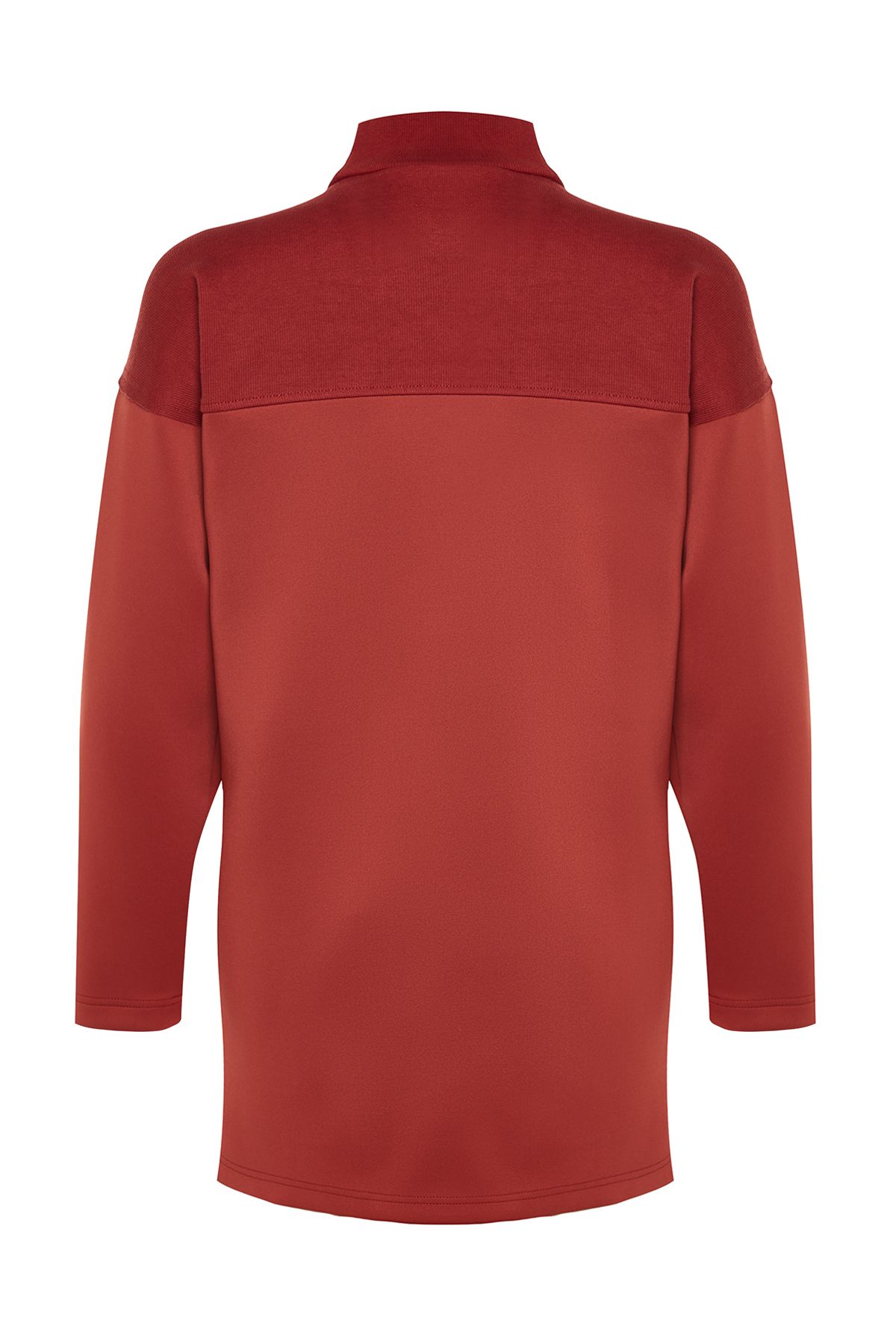 Trendyol Modest-Gestricktes Oversize-Sweatshirt in Ziegelrot mit Farbblockdesign - TCTAW23UK00060 8