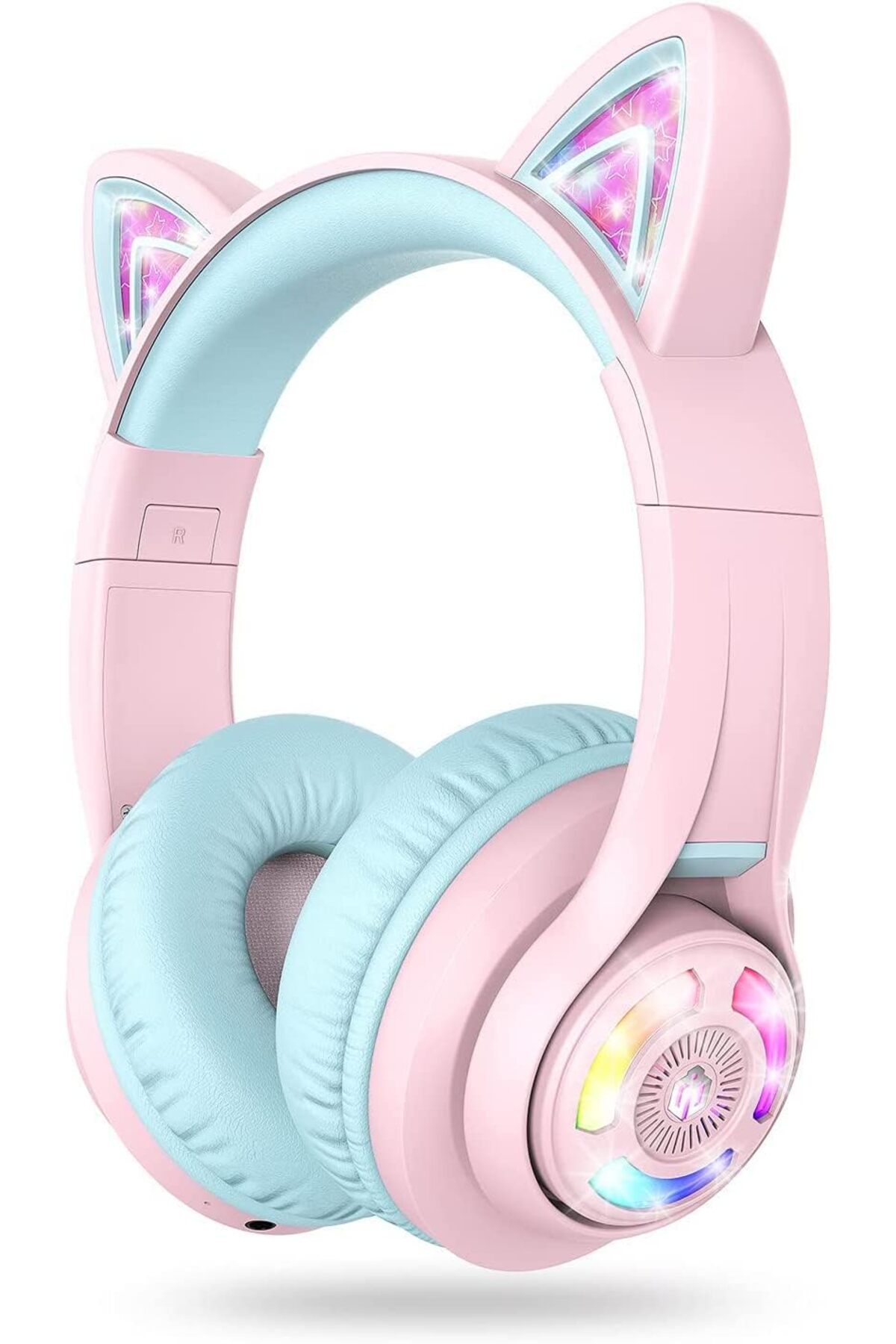 iClever \u00c7ocuklar i\u00e7in Bluetooth kulakl\u0131k, kedi kula\u011f\u0131 LED lambalar ...