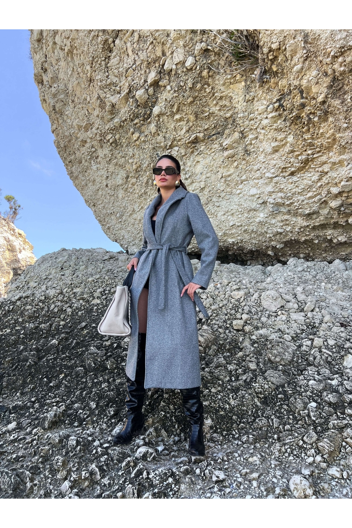 Gray Herringbone Pattern Coat