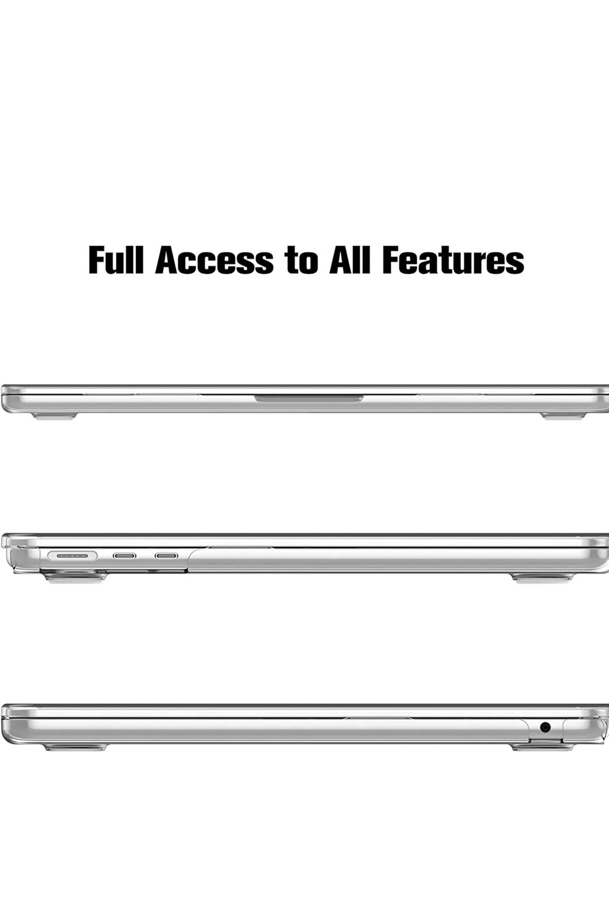 Macbook Pro 13.3' 2022 M2 A2686 Kılıf Kristal Kapak Hava Kanallı 360 Derece Kristal Şeffaf 6