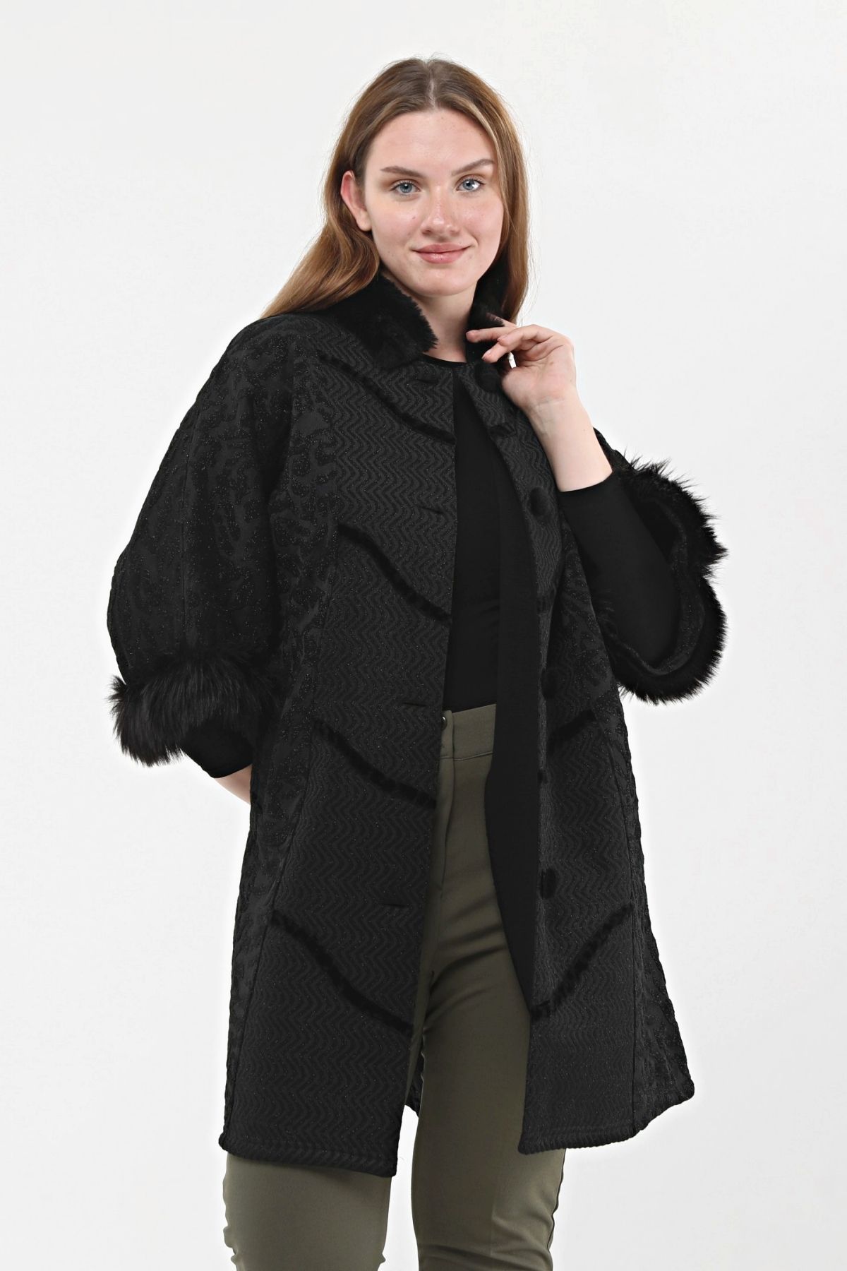 Plus size fur cardigan online