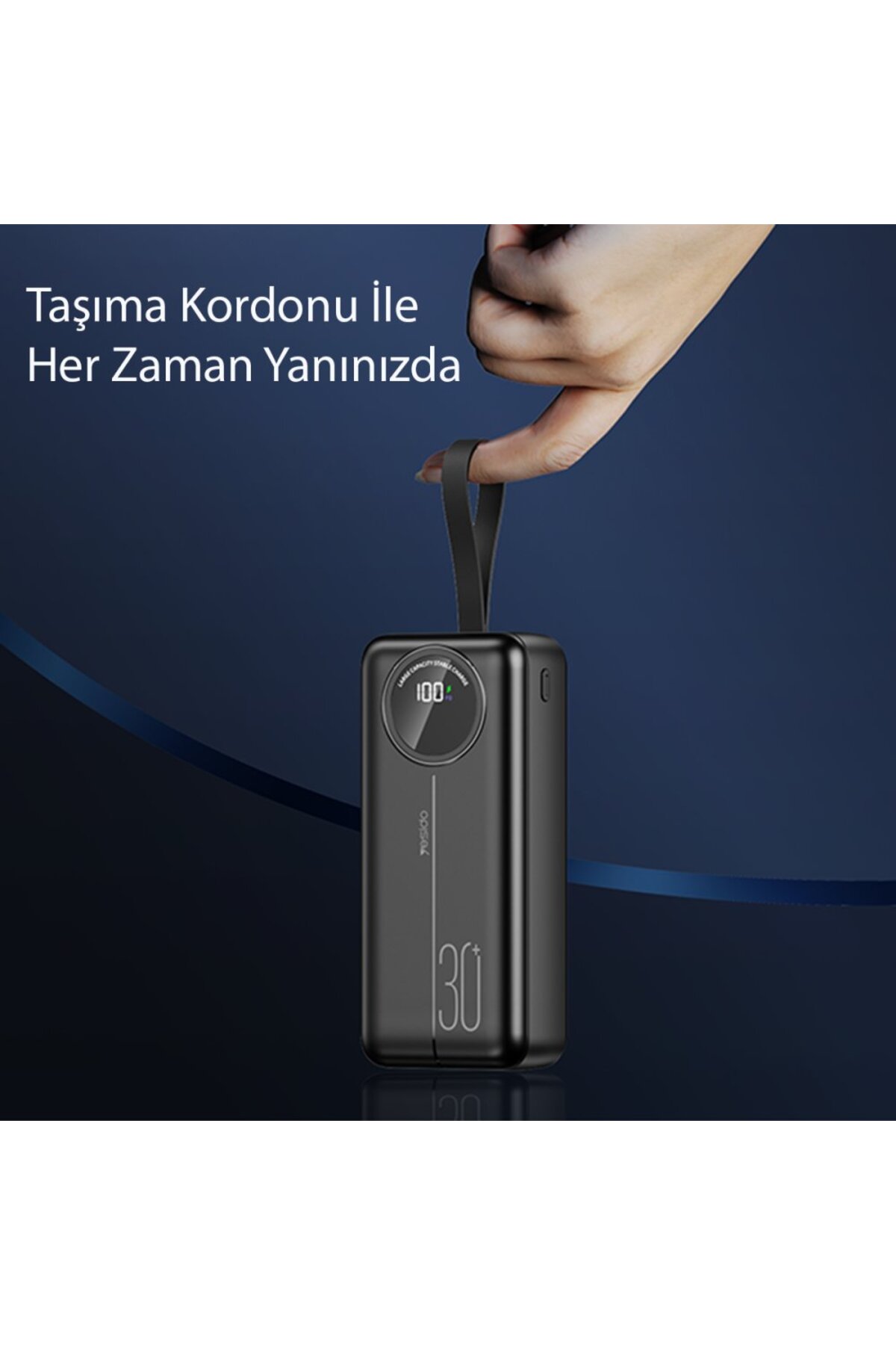 40.000 mAh Dijital Göstergeli USB3.0 Taşınabilir 3 Çıkışlı PD Hızlı Şarj Powerbank Siyah 6