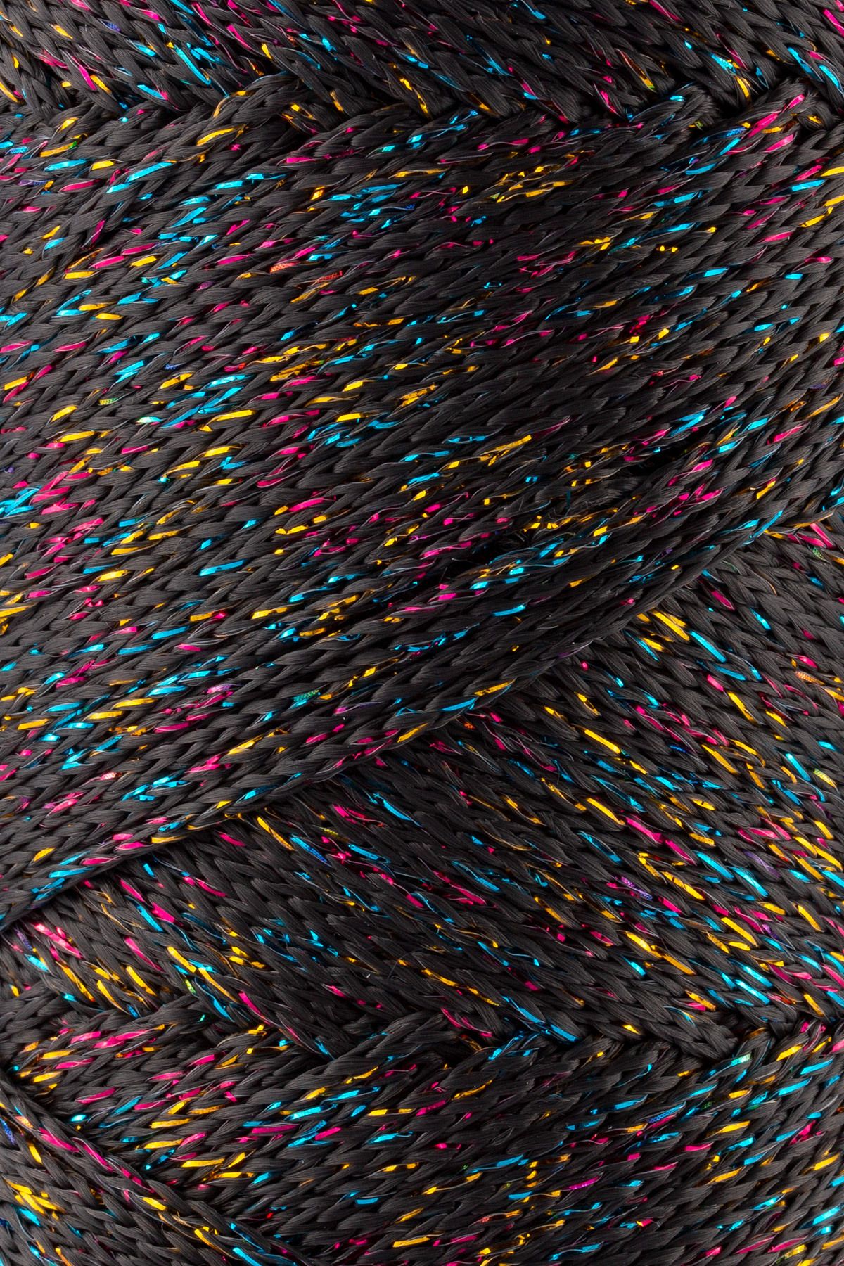 SENSY-Multi Sparkle Glitter 200 gr Polyester Macrame Thread Dark Gray 2 Mm - 230 M Bag thread 2