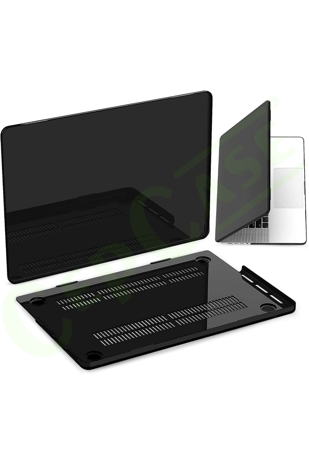 Macbook Pro 14.2" 2021 M1 A2442 Kılıf Hava Kanallı 360 Derece Kristal Şeffaf Koruyucu Kapak 6