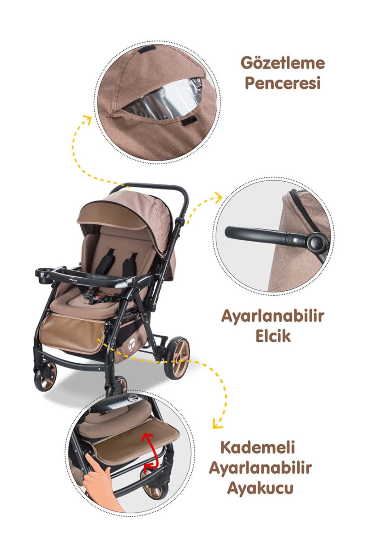 Baby Care Combo Maxi Pro Çift Yönlü Bebek Arabası Kahverengi fotoğrafı 2 (önizleme)