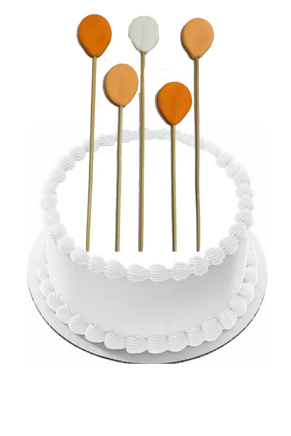 Pasta9 Şeker Hamurundan Turuncu Beyaz Balon 5 Adet Gelecek