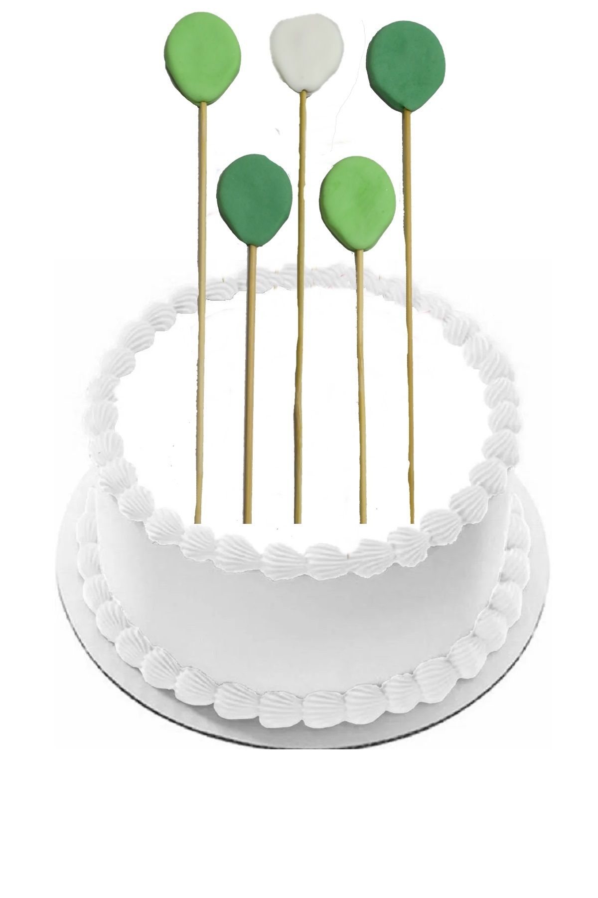 Pasta9 Şeker Hamurundan Yeşil Beyaz Balon 5 Adet Gelecek