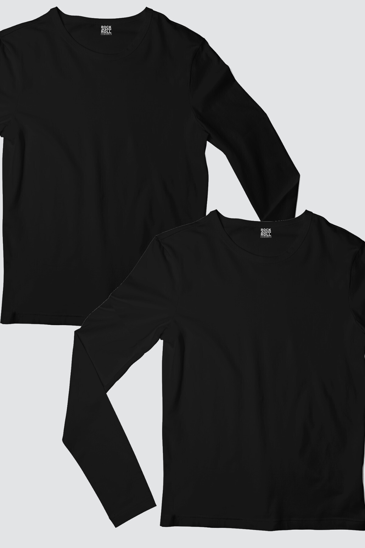 ROCKANDROLL-Plain Black Long Sleeve Women's T-shirt Eco Pack of 2 1