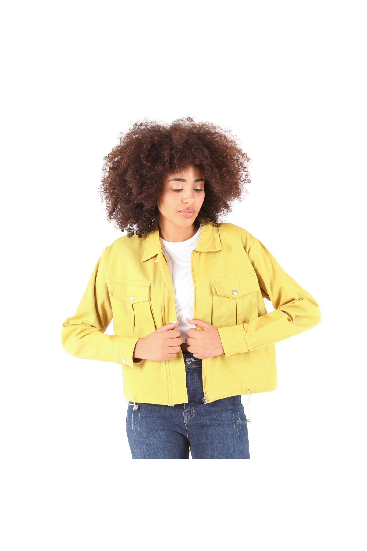 Denim online jacket yellow