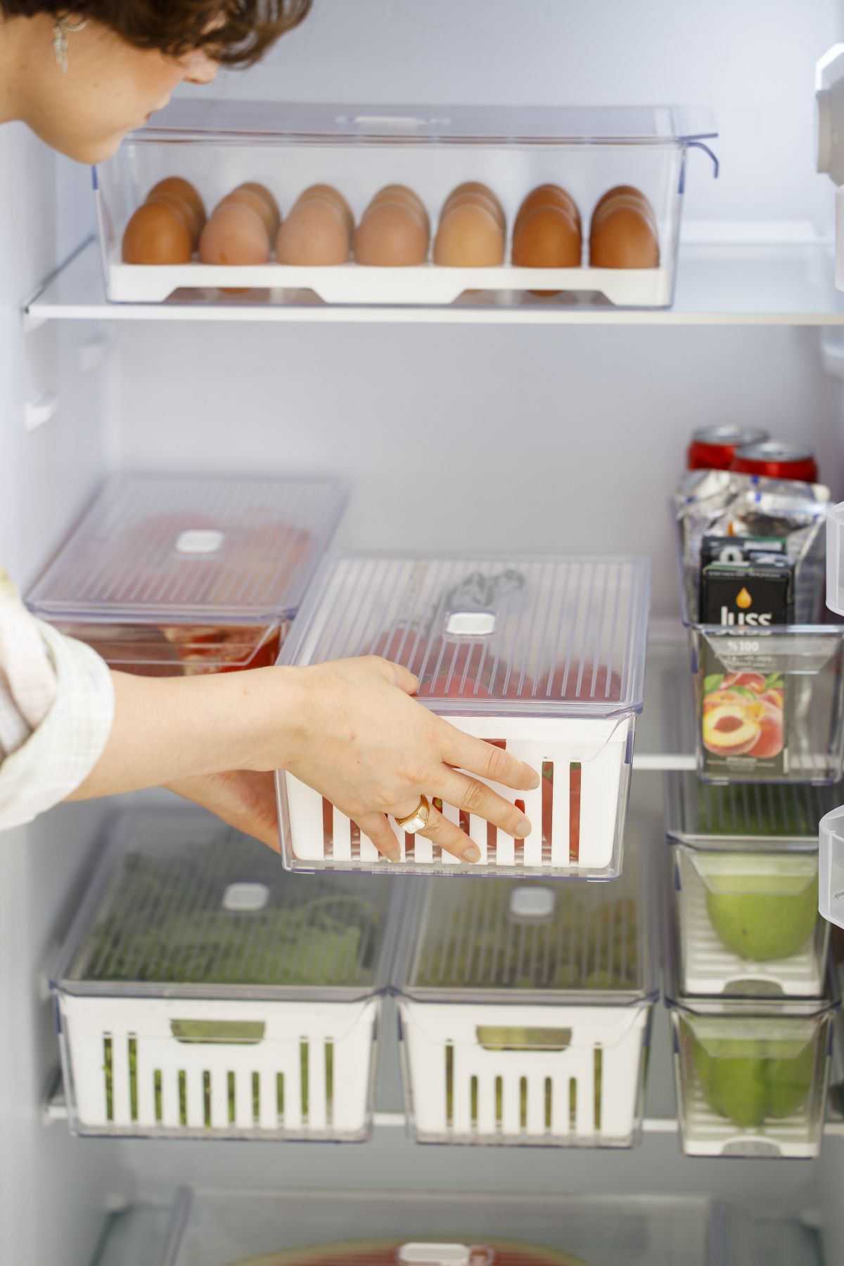simplicity-Set of 4 Fridge Organizer - Maxi and Midi Organizer with Strainer 6