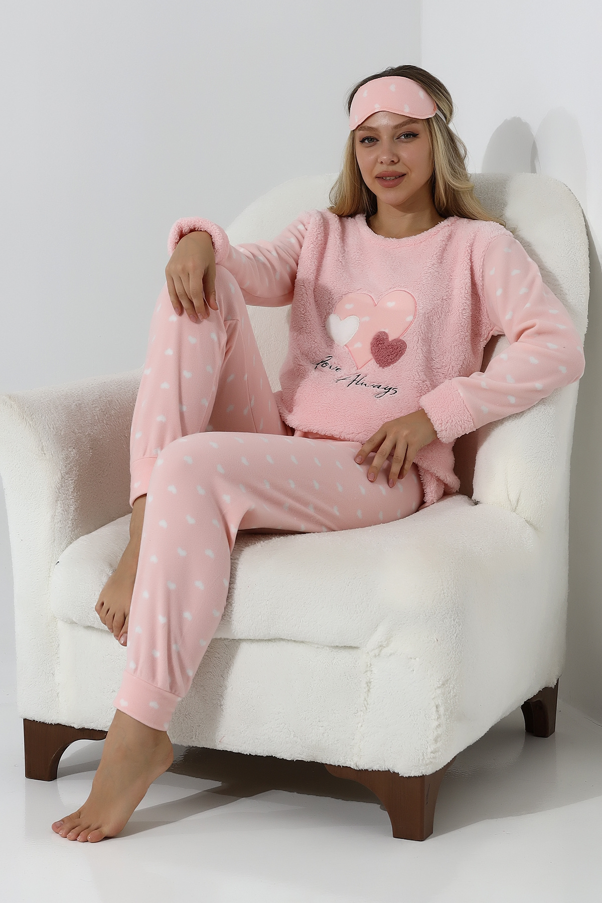 Wordex-Set de pijamale pentru femei Fwn 5003 Plush Welsoft Fleece Winter Soft 4
