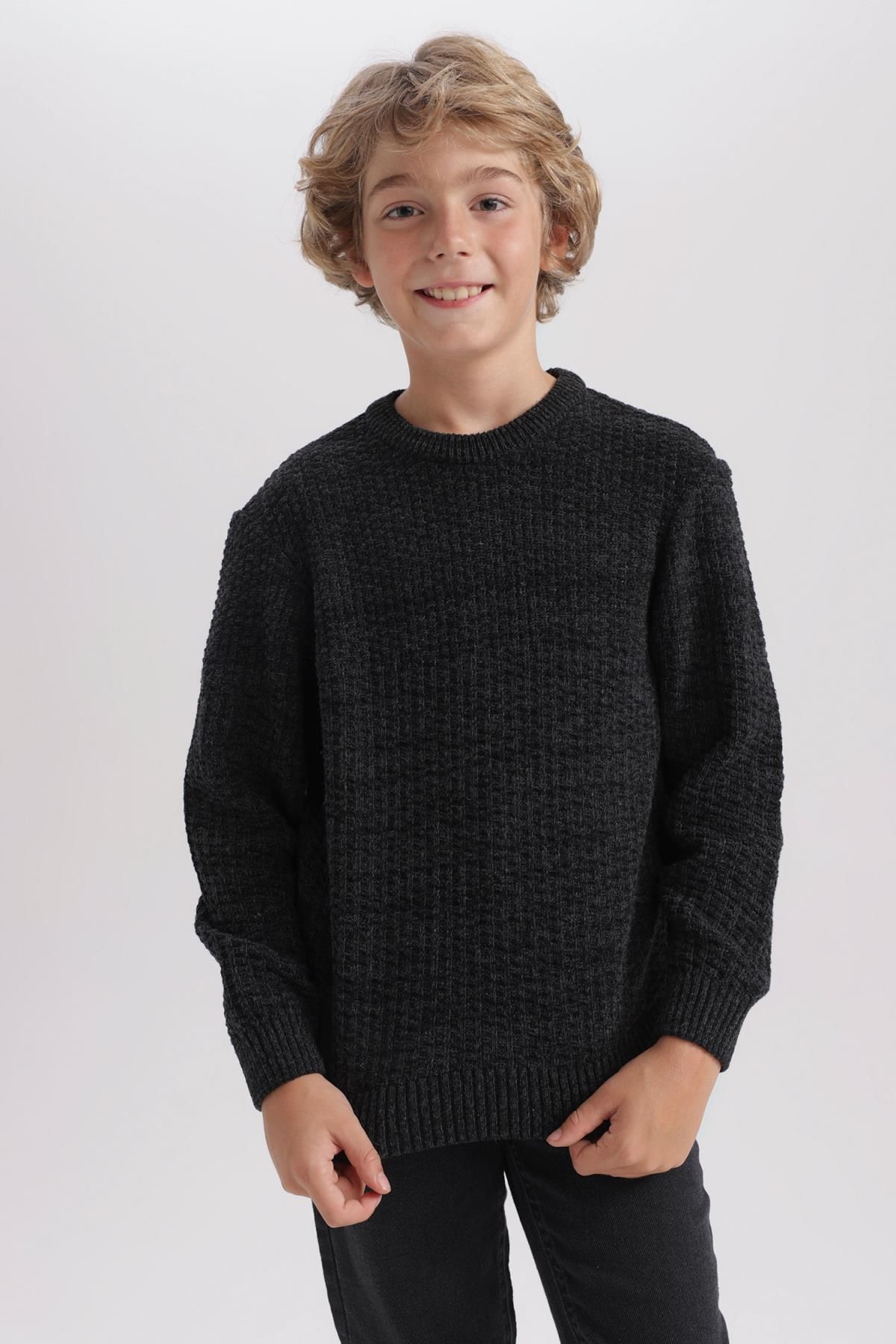 Boys black crew neck sweater store