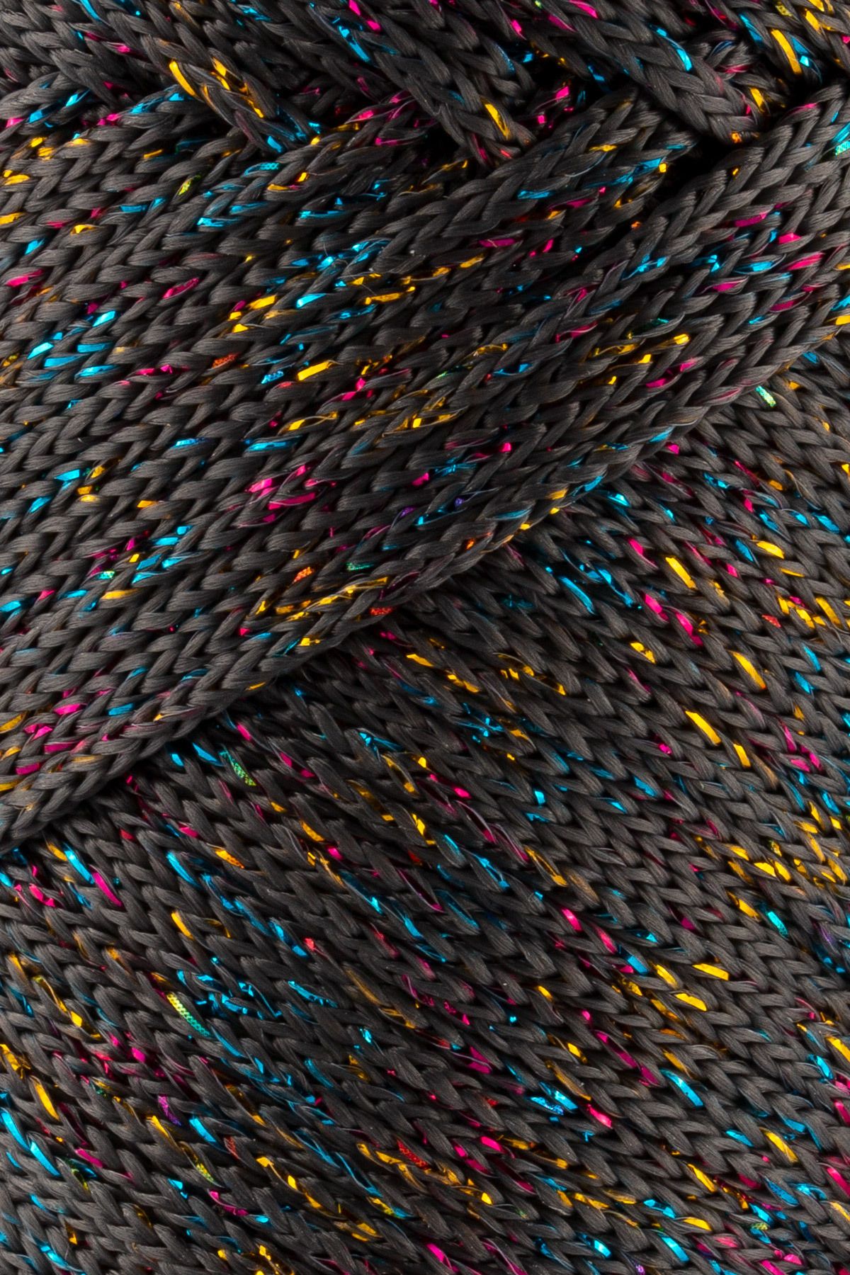 SENSY-Multi Sparkle Glittered Polyester Macrame Yarn 100 Gr Polyester Macrame Yarn Dark Gray 1.5 Mm - 150 M 2