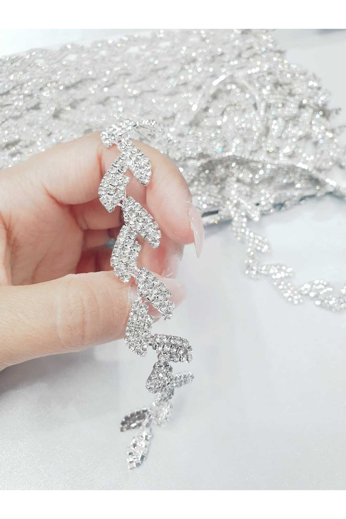 ESRA ŞELEM Gümüş Renk Taşlı Dekoratif Şerit Saçak Şerit - Fiyatı, Yorumları