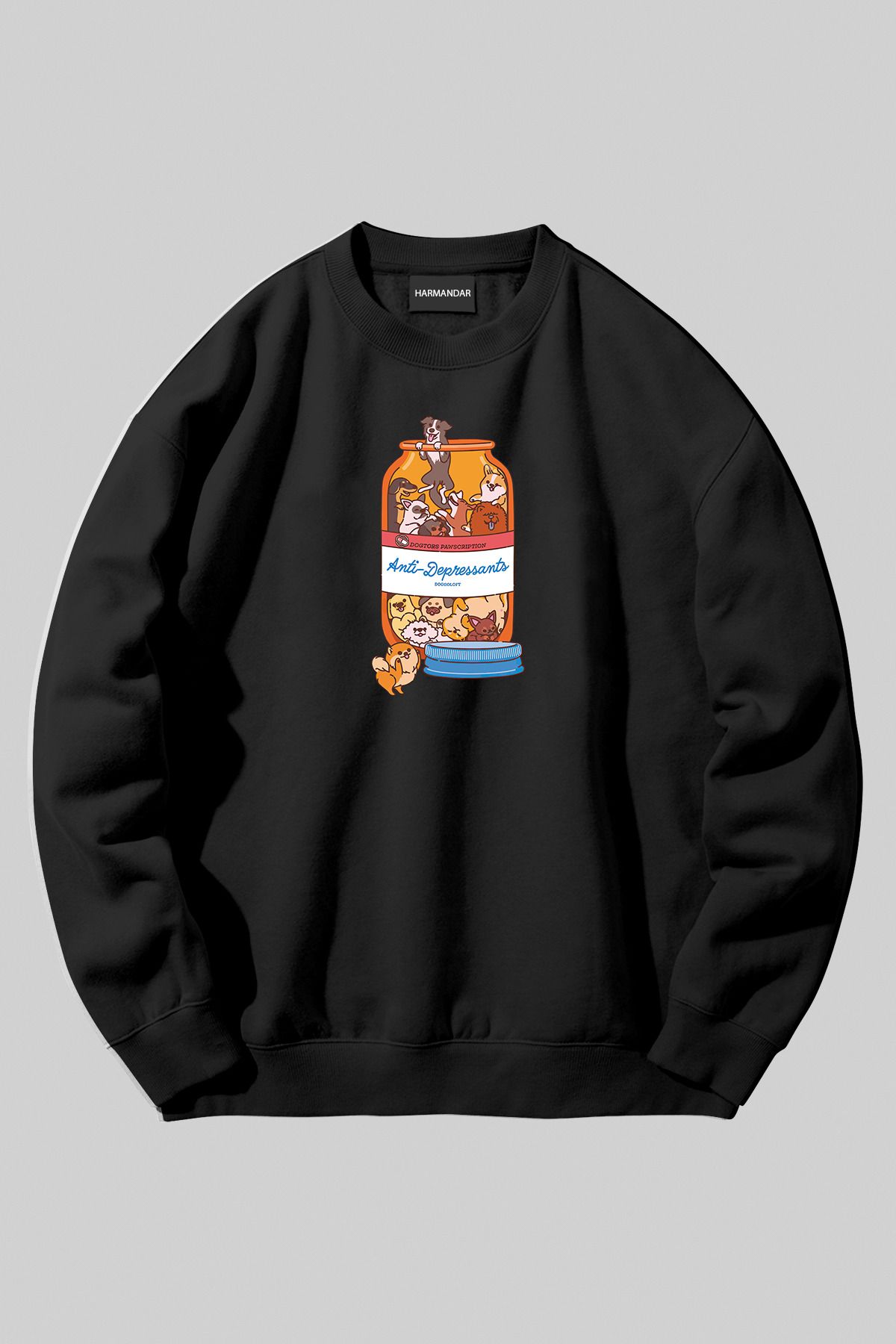 Harmandar Hanorac Negru Unisex Cu Imprimeu Pentru Câini Antidepresiv Unisex - XL