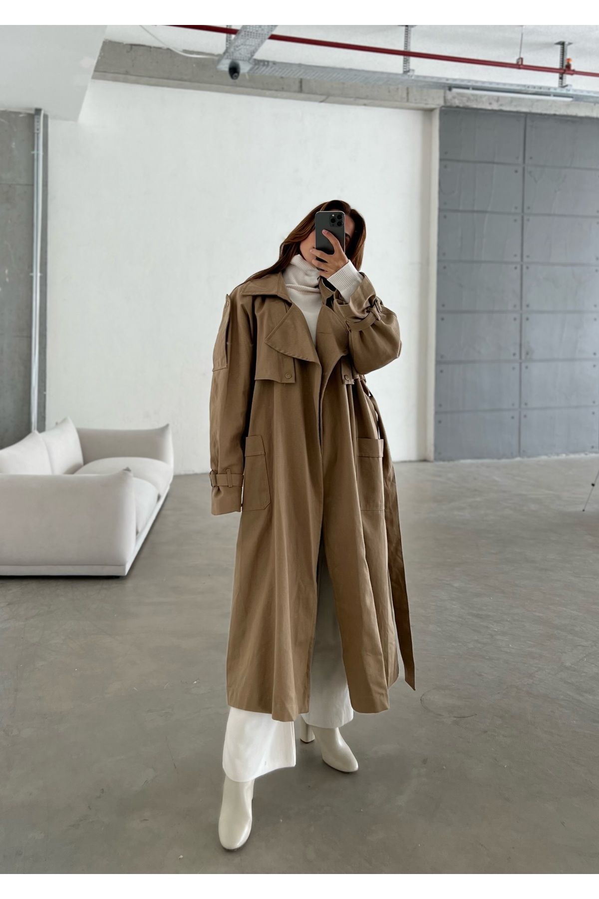 Dark beige trench coat cheap