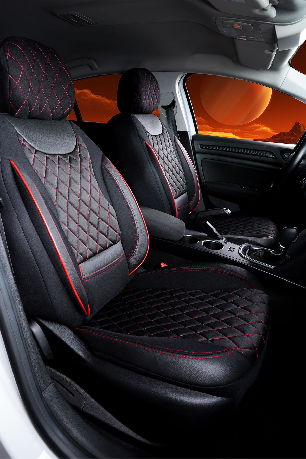 PlusOto Nissan Qashqai Compatible VENUS Series Leather Black-Red Car Seat  Cover Set of 5 - Trendyol