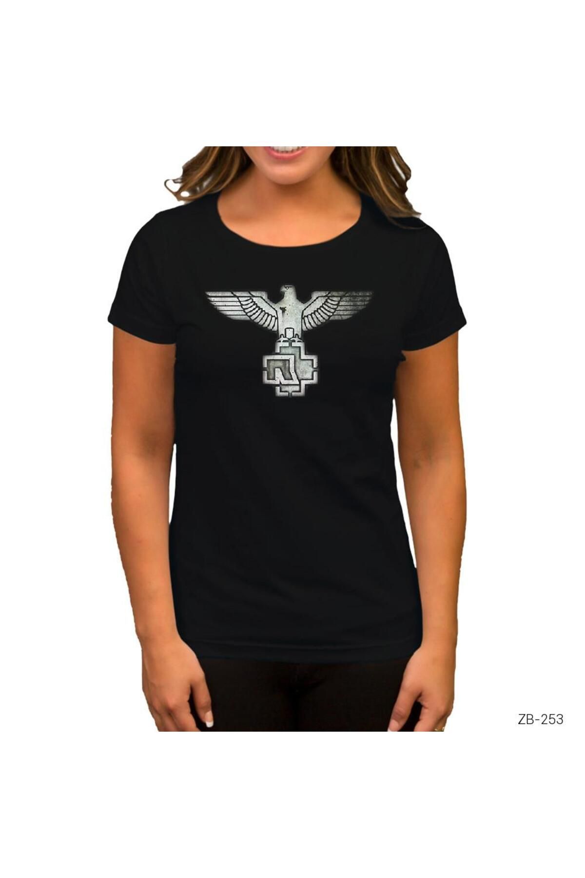 Anonim Moda Rammstein Eagle Women s Black T Shirt Size L Trendyol
