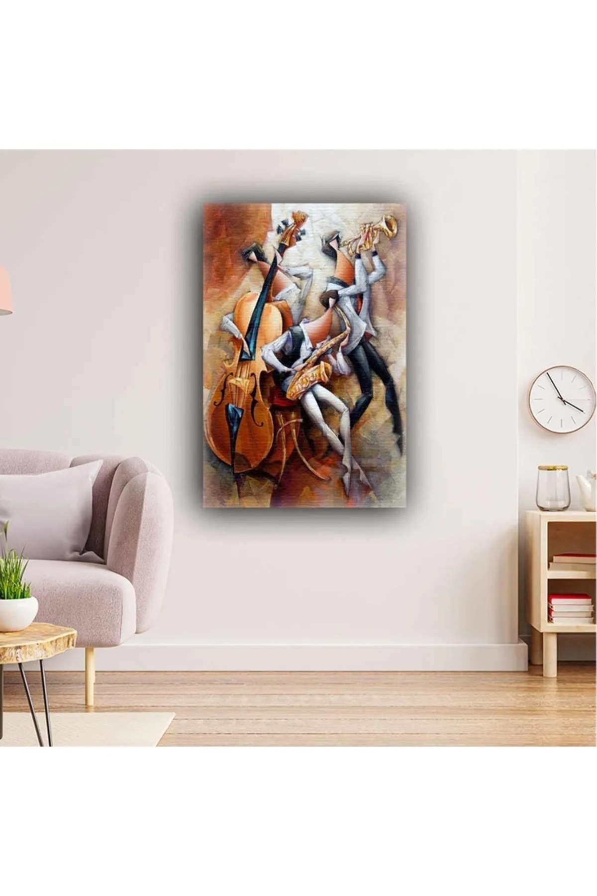 Sürrealizm Müzik Sanatı Yağlı Boya Efektli Çalgıcıl Dekoratif Kanvas Tablo