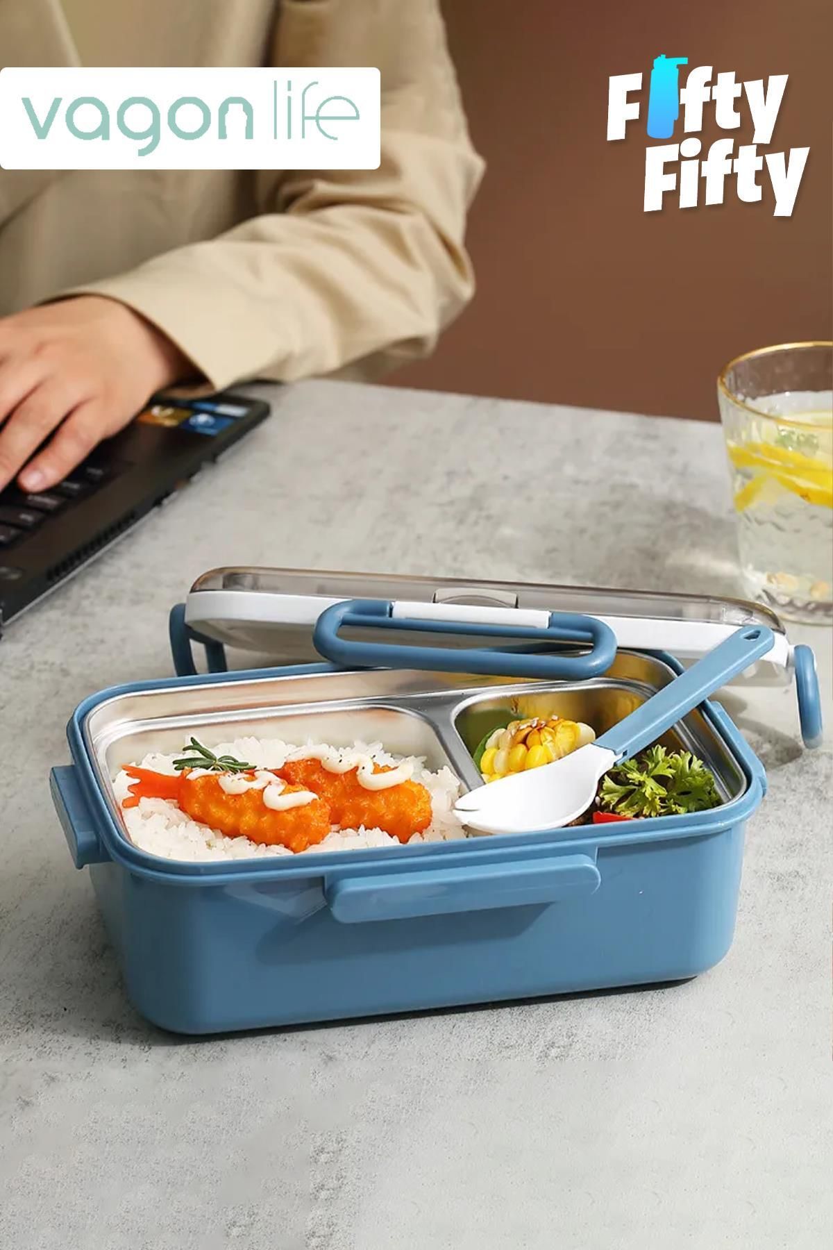ست ظروف کمپینگ آبی Vagonlife 900 میل تک تماس دو قطعات نفره Bento Lunch Box Office Genel Markalar