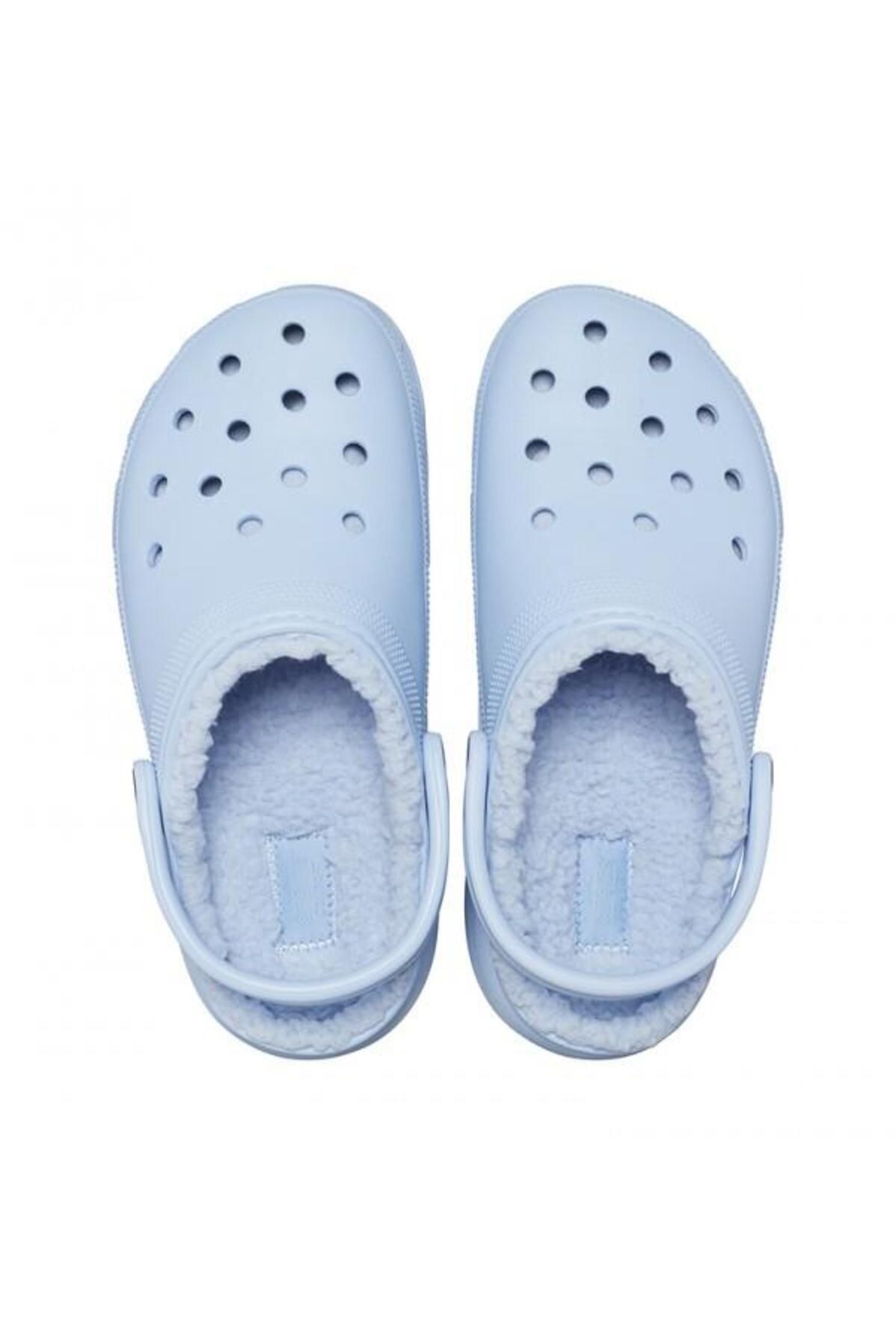 Blue fur top lined crocs