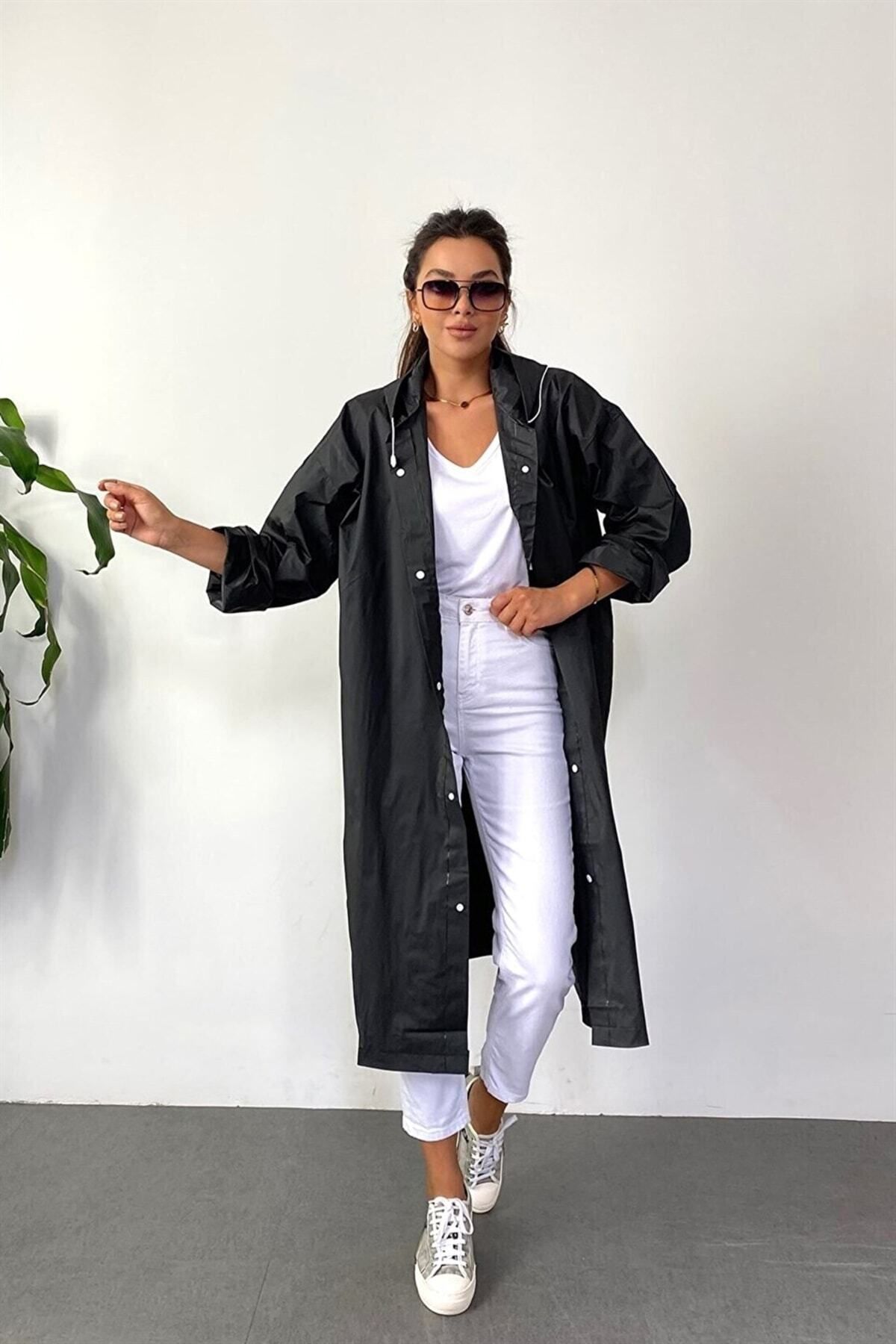 lstri Raincoat Black Loose Trendyol