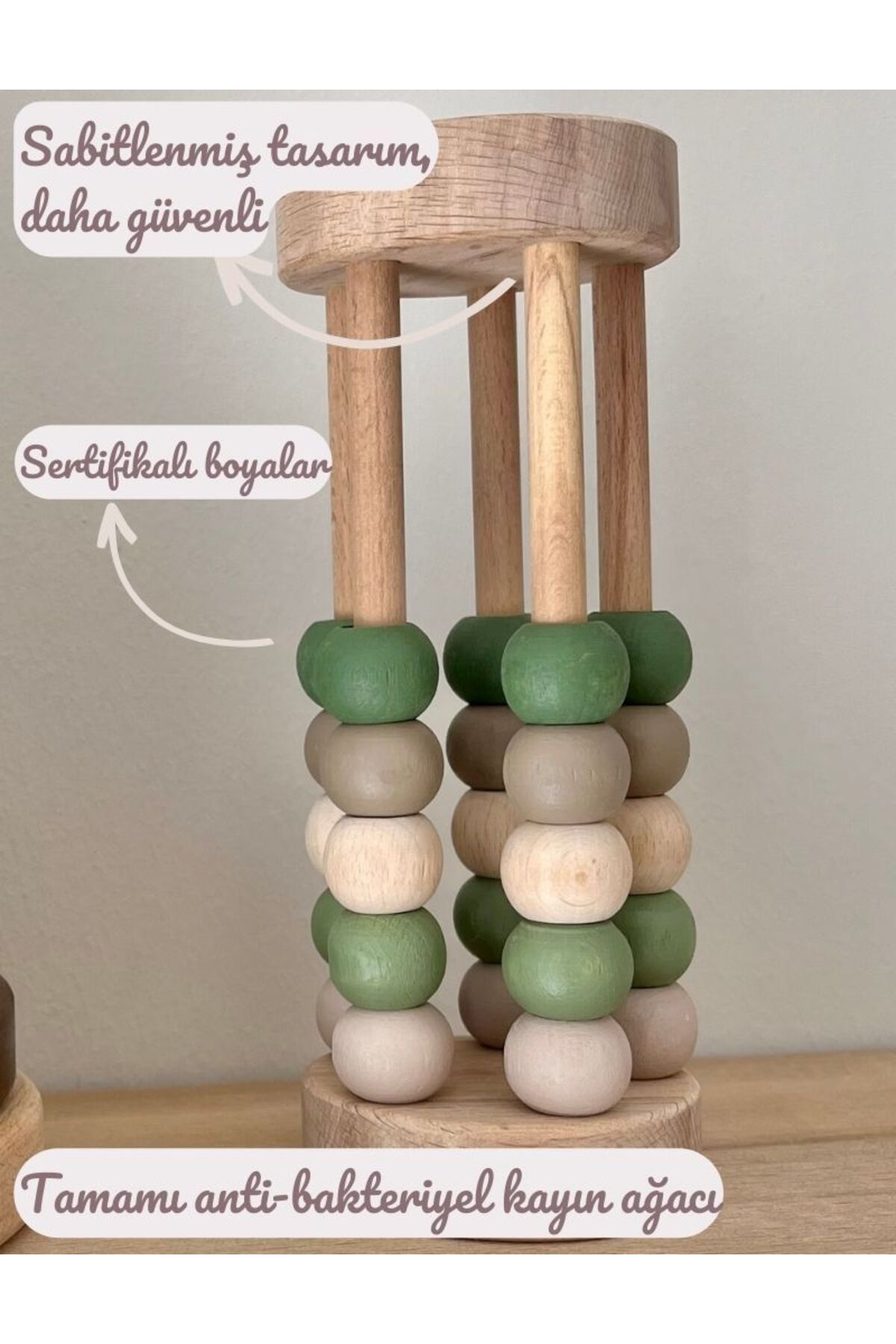 DORU Doğal Sağlıklı Ahşap Oyuncak Montessori Abaküs Matematik Çocuk Bebek Odası Dekor fotoğrafı 2 (önizleme)