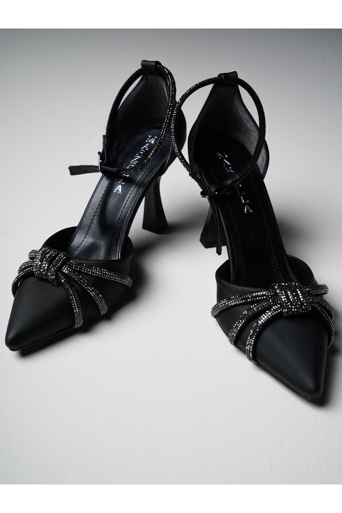 CHAMBERRY-Pantofi cu toc rochie de seara de dama din piatra neagra 2