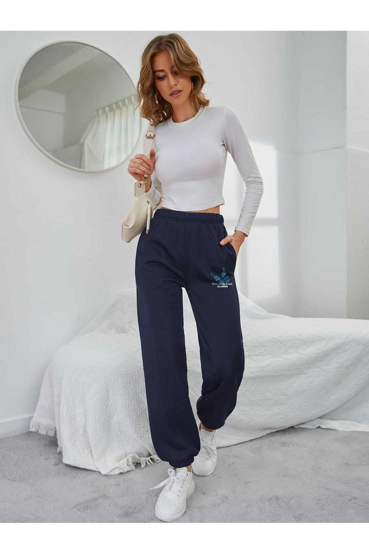 Blue butterfly sweatpants clearance