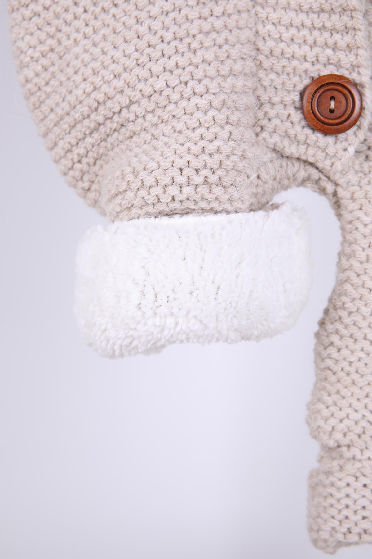 Babyhola %100 Kalın Triko İçi Velsoft Tulum Kız Erkek Bebek Çocuk Ponpon Kapüşonlu Kışlık Dış Tulum fotoğrafı 6 (önizleme)