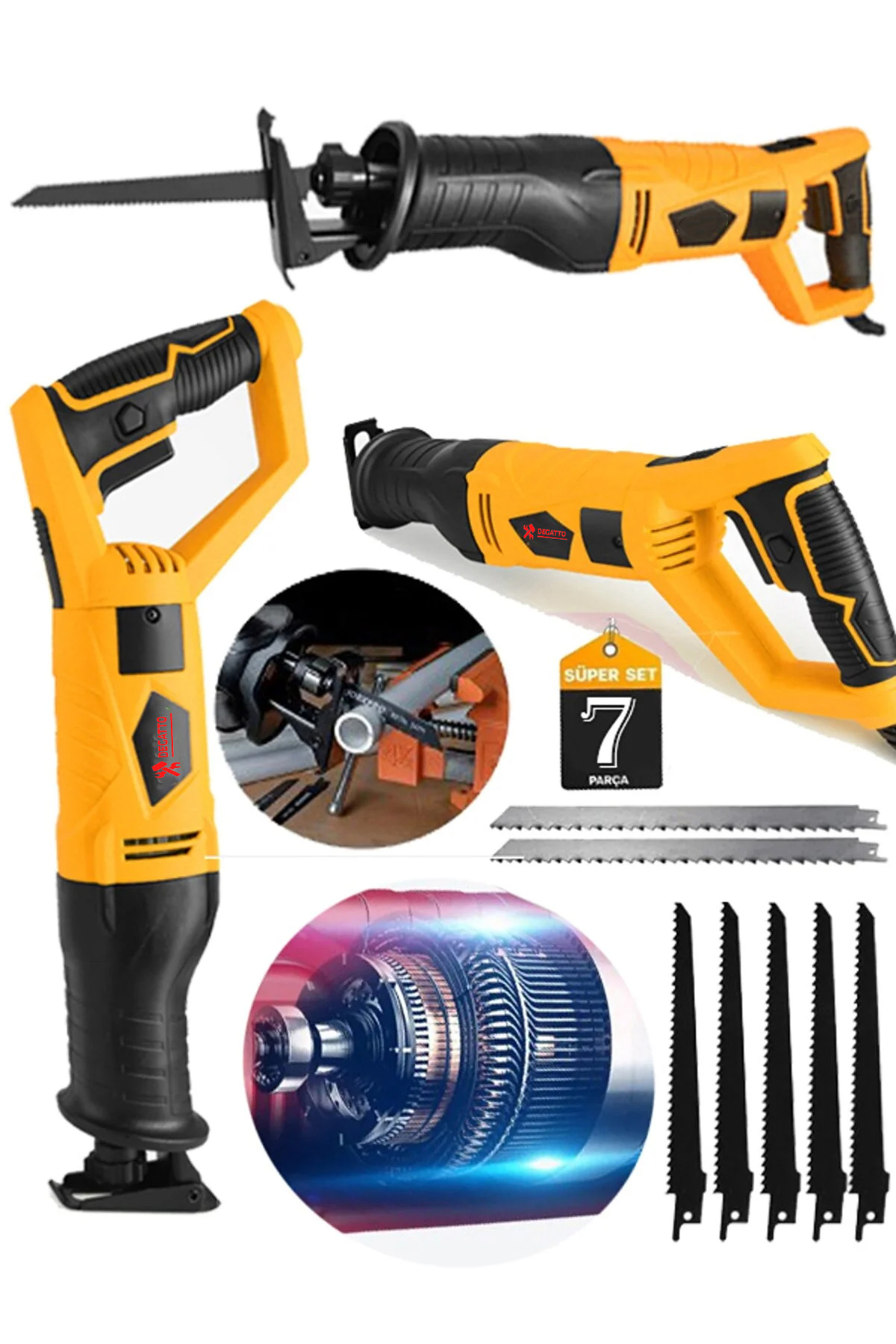 DEGATTO 9900 Watt 6 Kademe Devir Ayarli Bakir Sargili Kemik Kesme Tilki Kuyruğu Makinesi 7 Bıçak Hediy