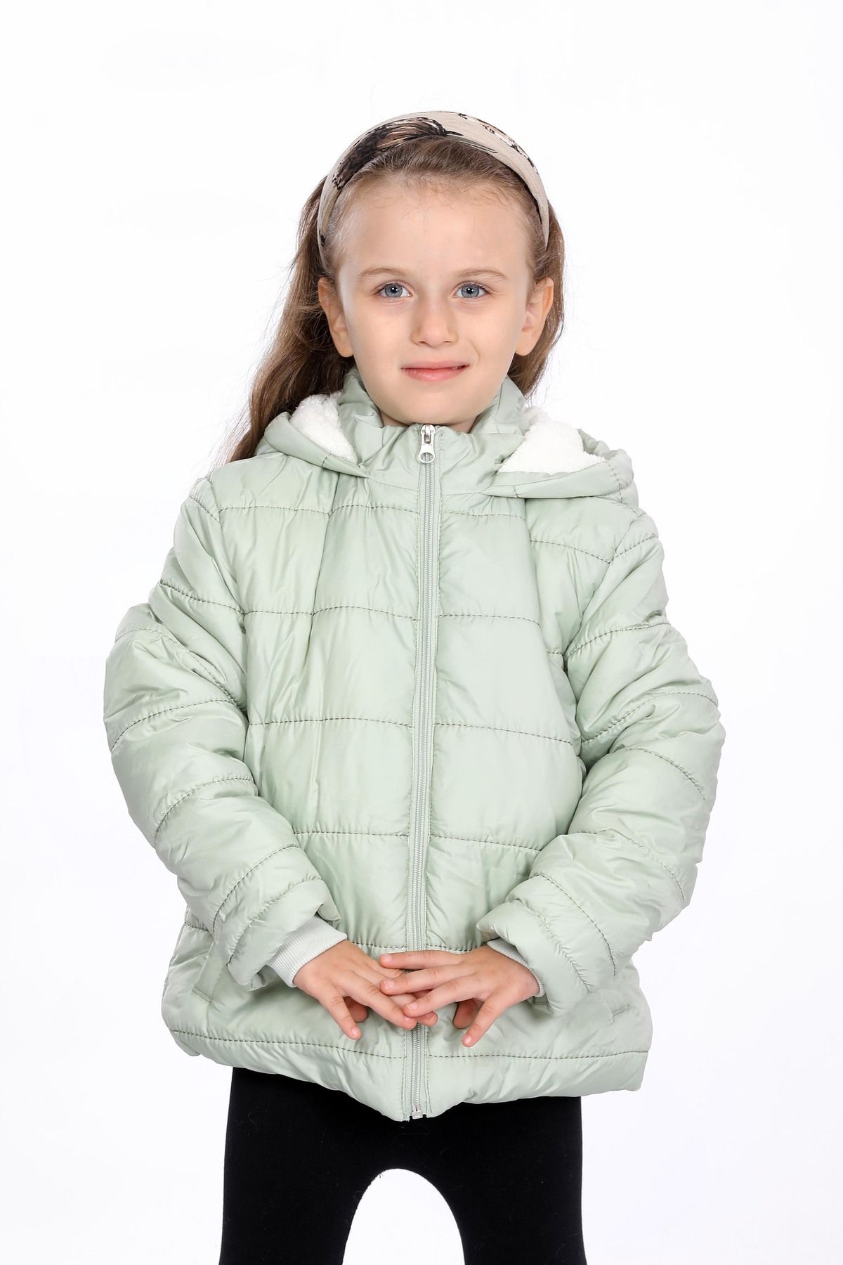 VODENS Girl s Thick Water Repellent Mint Coat with Fleece Underwear