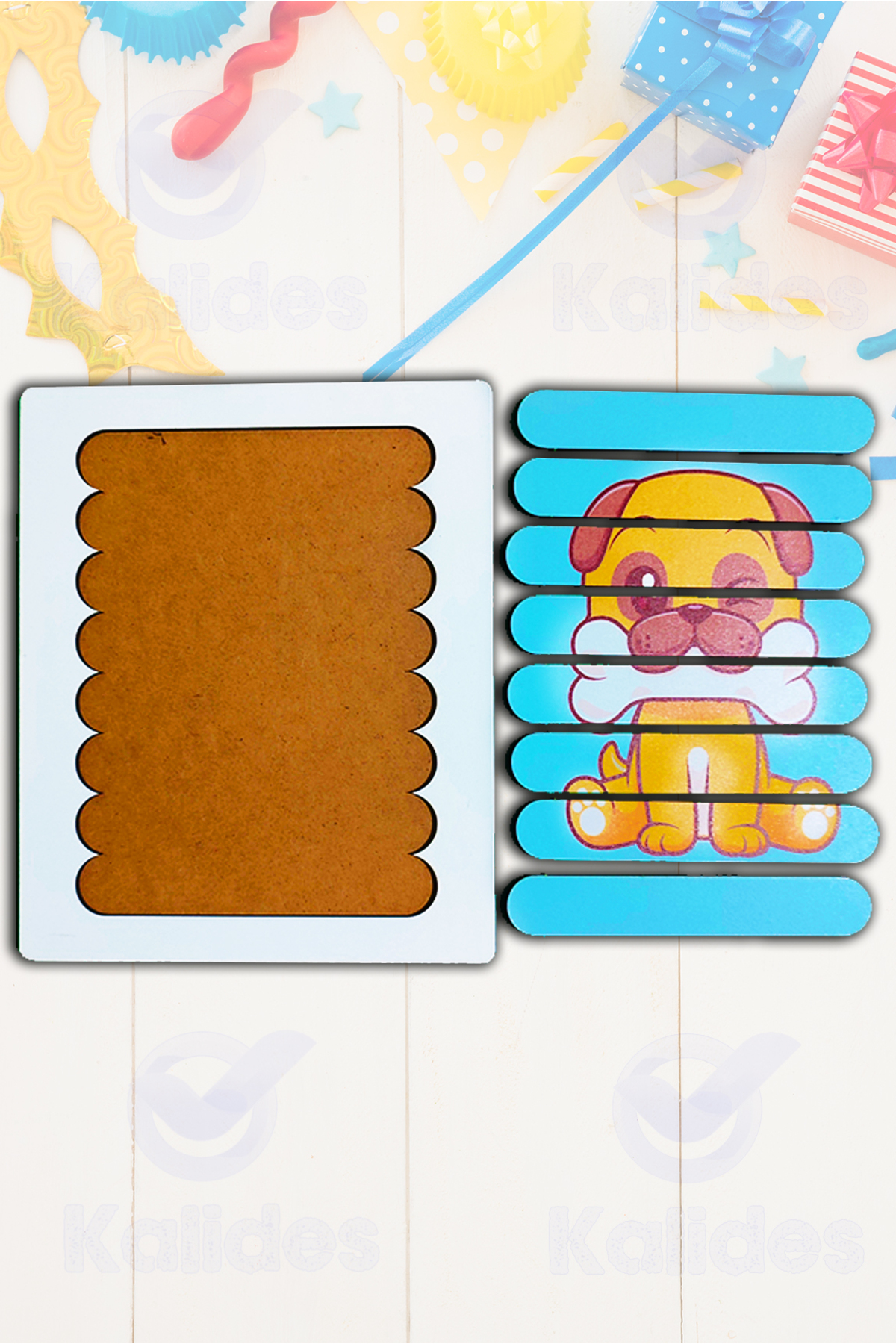 kalides Montessori Eğitici Ahşap Puzzle - Şerit Puzzle - Sevimli Köpek fotoğrafı 4 (önizleme)